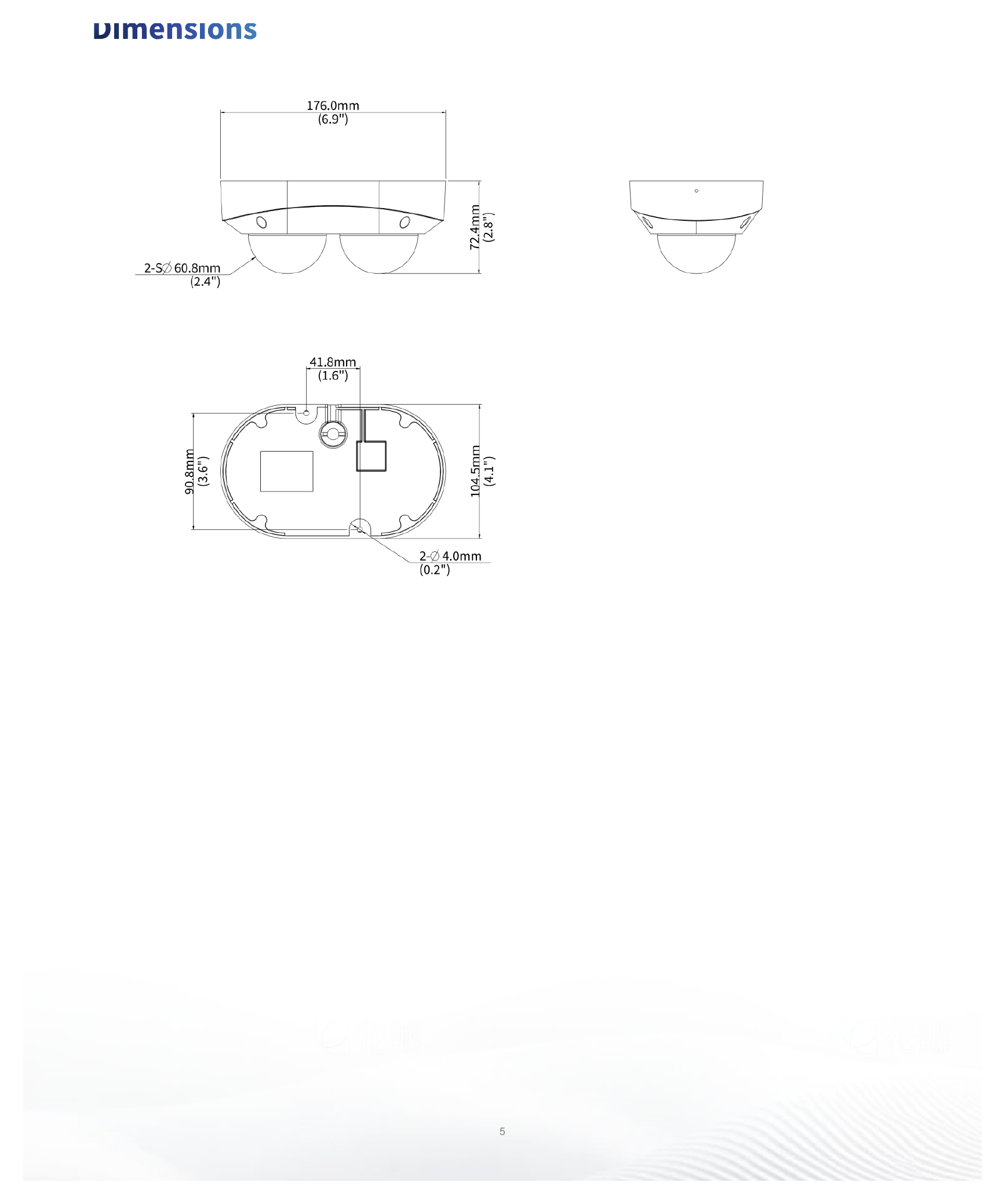 IPC3224SS-ADF28K-I1 外形尺寸圖 176 mm × 104 mm × 72 mm (6.9" × 4.1" × 2.8") (L × W × H)｜重量 0.62 kg (1.37 lb.)｜Unit: mm
