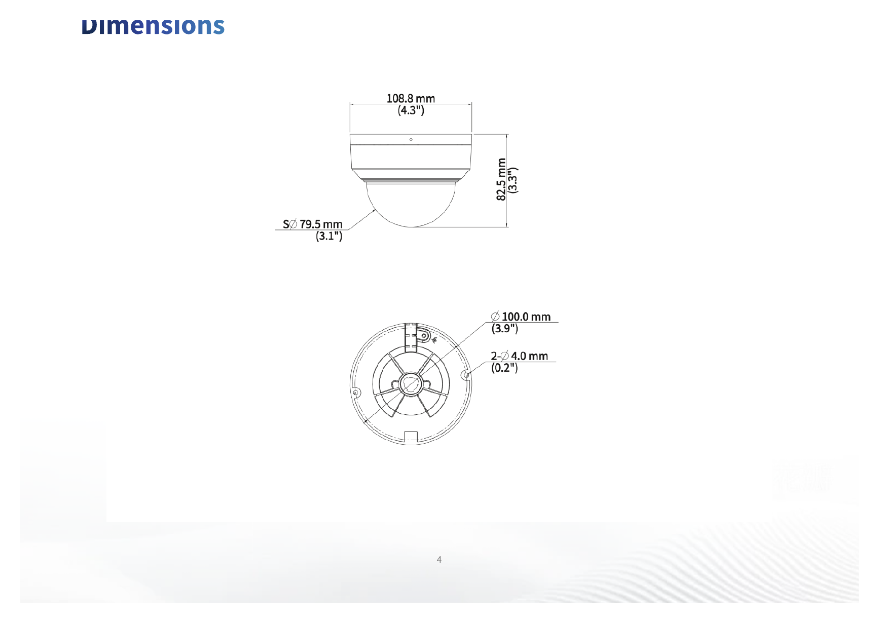 IPC322LB-ADF28K-H 外形尺寸圖 Ø109 mm × 83 mm (Ø4.3" × 3.3") (Ø × H)｜重量 0.36 kg (0.79 lb.)｜Unit: mm