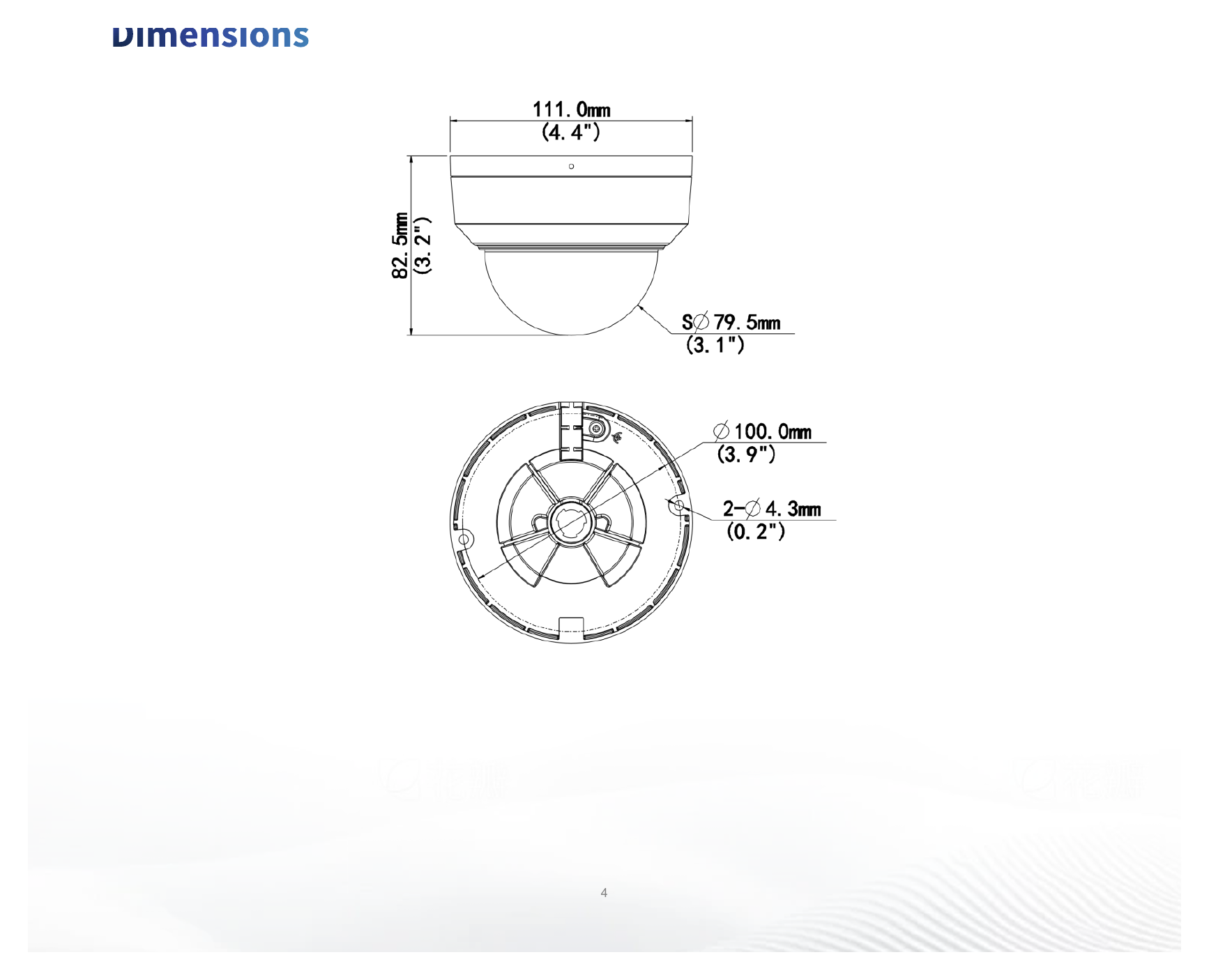 IPC322LB-AF28-A2 外形尺寸圖 Ø111 mm × 82.5 mm (Ø4.4" × 3.2") (Ø × H)｜重量 0.35 kg (0.77 lb.)｜Unit: mm