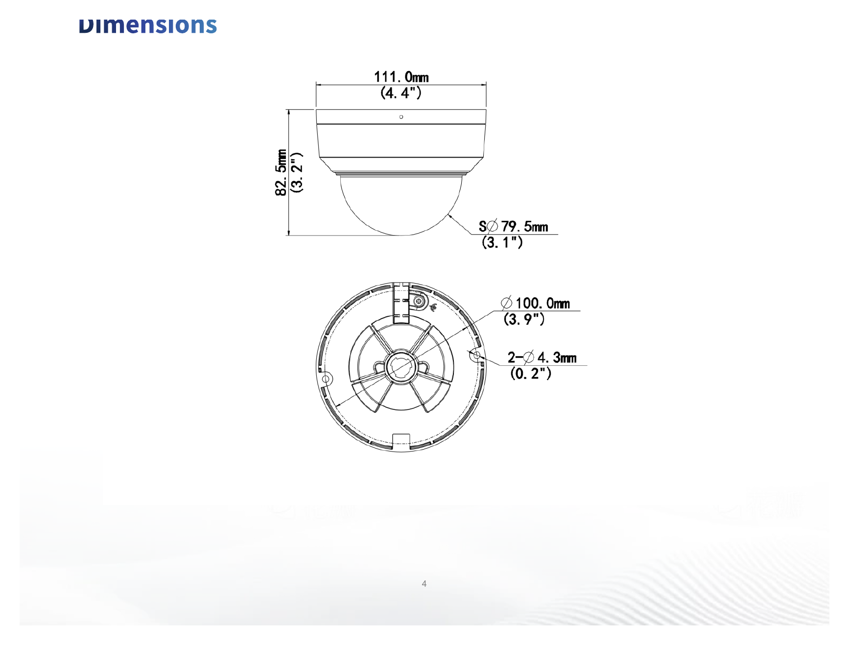 IPC322LB-AF28K-A2 外形尺寸圖 Ø111 mm × 82.5 mm (Ø4.4" × 3.2") (Ø × H)｜重量 0.35 kg (0.77 lb.)｜Unit: mm