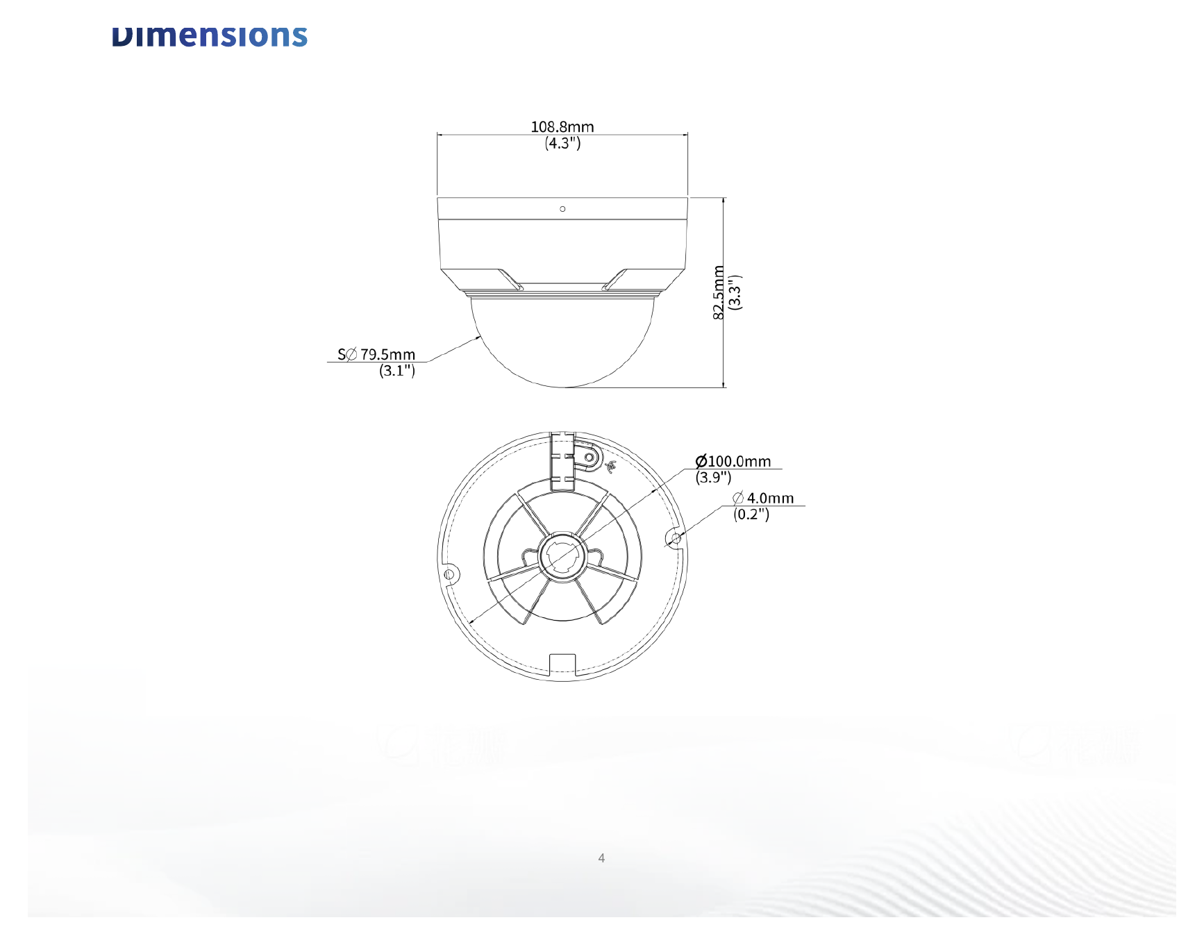 IPC322LB-ASF28K-A 外形尺寸圖 Ø109 mm × 83 mm (Ø4.3" × 3.3") (Ø × H)｜重量 0.39 kg (0.86 lb.)｜Unit: mm