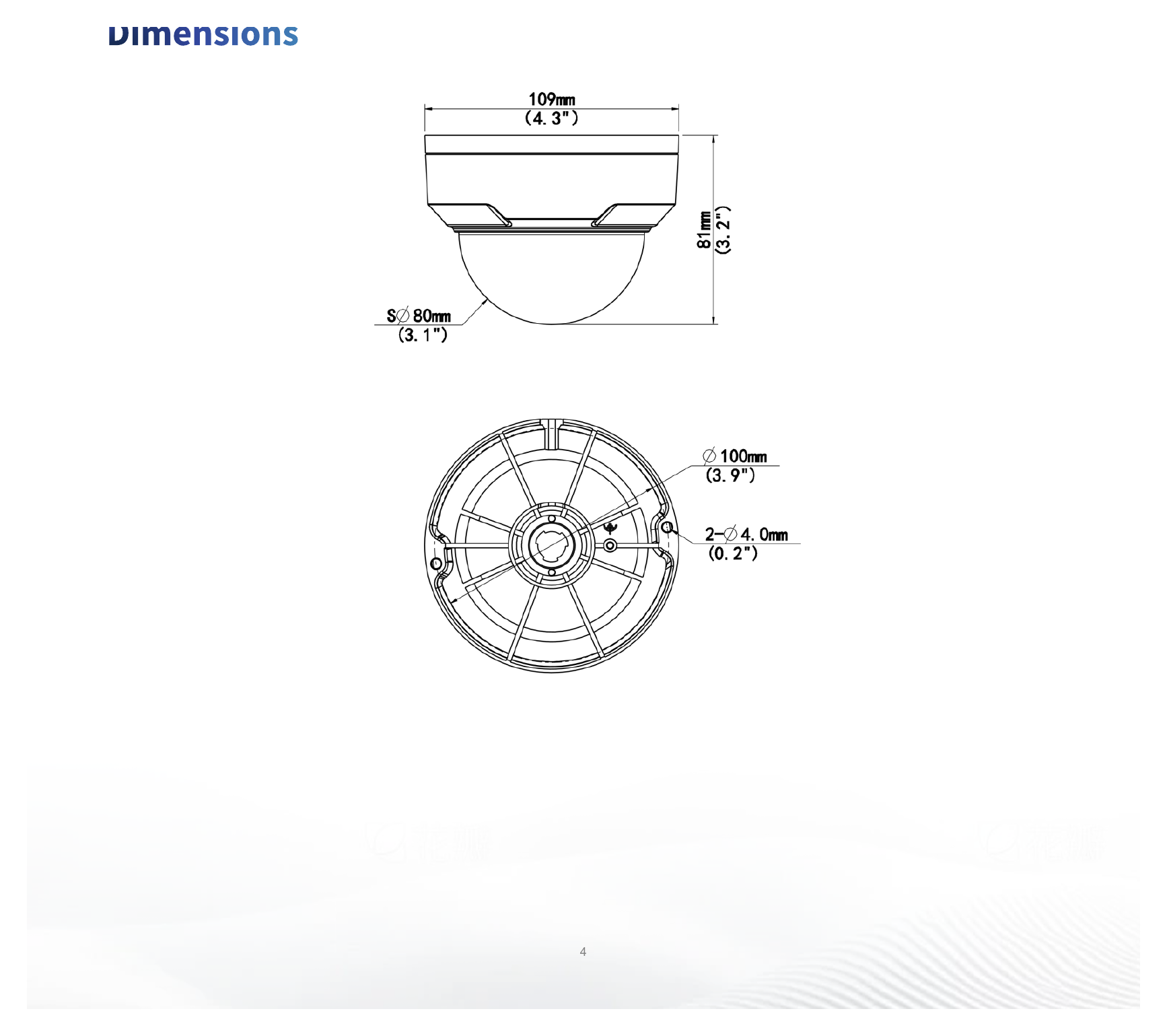 IPC322LB-SF28K-A 外形尺寸圖 Ø109 mm × 81 mm (Ø4.3" × 3.2") (Ø × H)｜重量 0.36 kg (0.79 lb.)｜Unit: mm