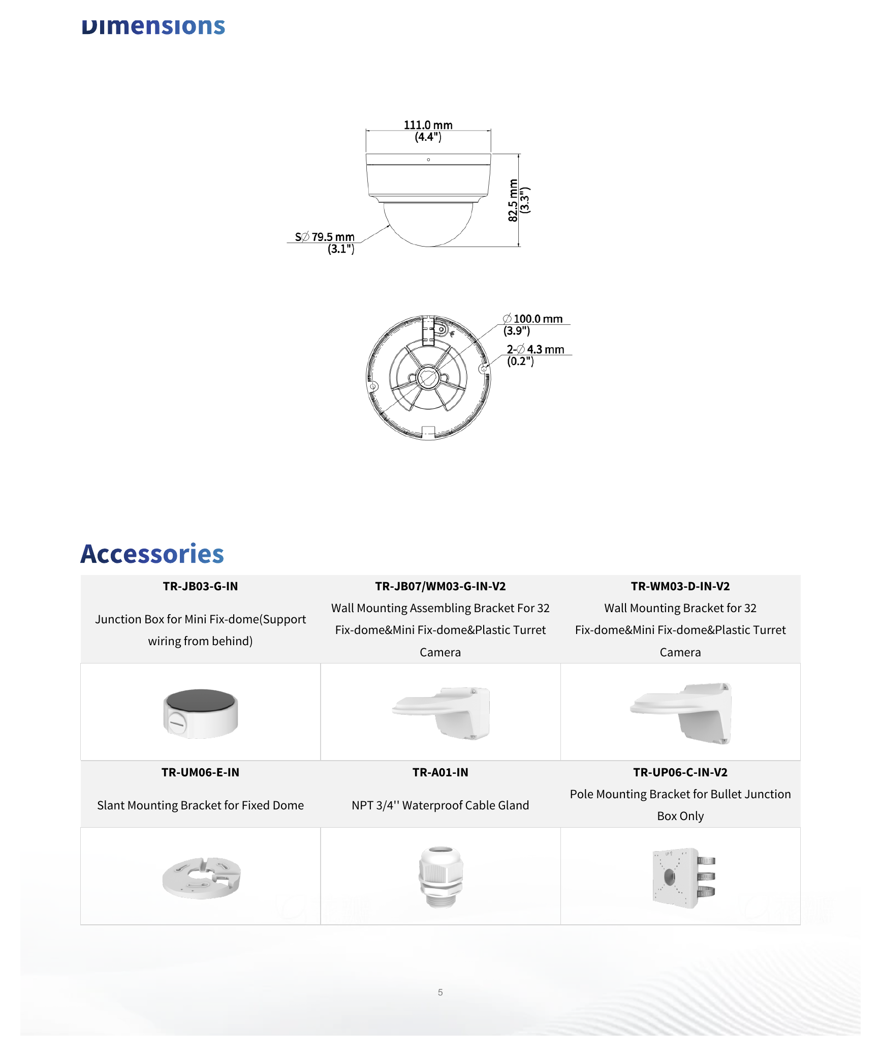 IPC322SB-ADF28KM-DL-I1 外形尺寸圖 Ø111.0 mm × 82.5 mm (Ø4.4" × 3.3") (Ø × H)｜重量 0.44kg （0.97lb）｜Unit: mm