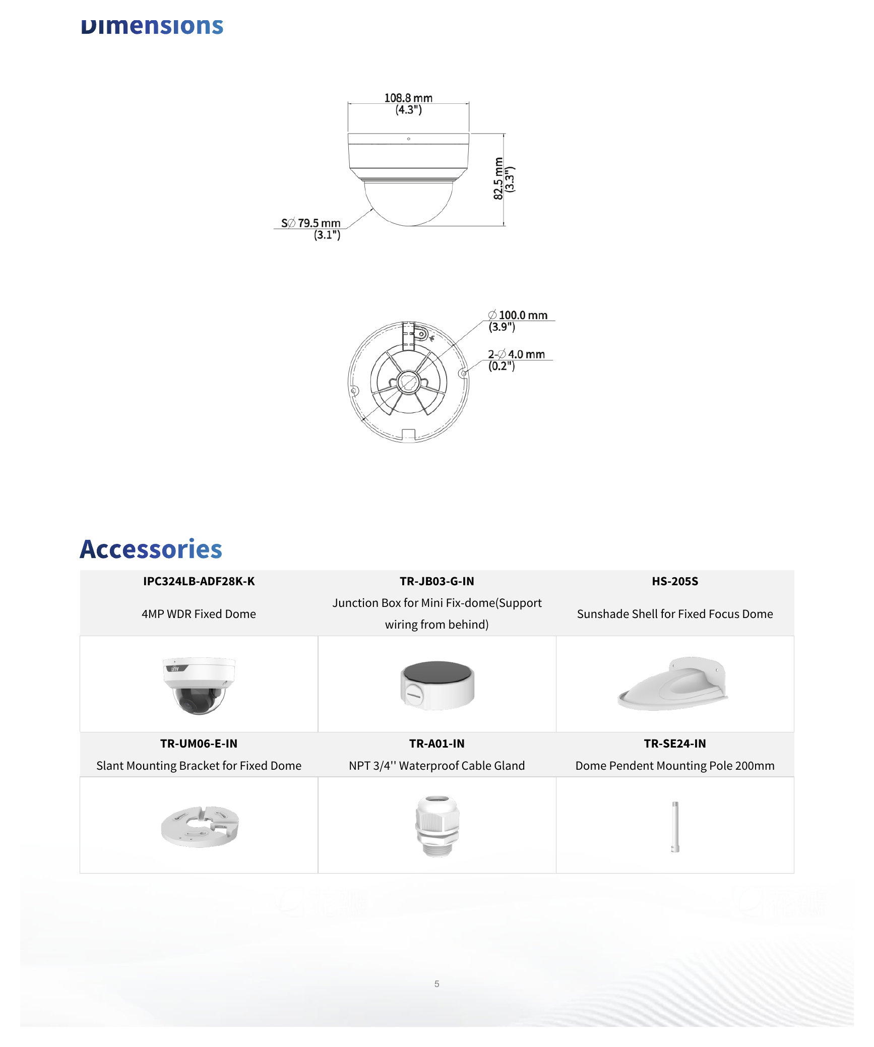 IPC324LB-ADF28K-K 外形尺寸圖 Ø109 mm × 83 mm (Ø4.3" × 3.3") (Ø × H)｜重量 0.34 kg (0.75 lb.)｜Unit: mm