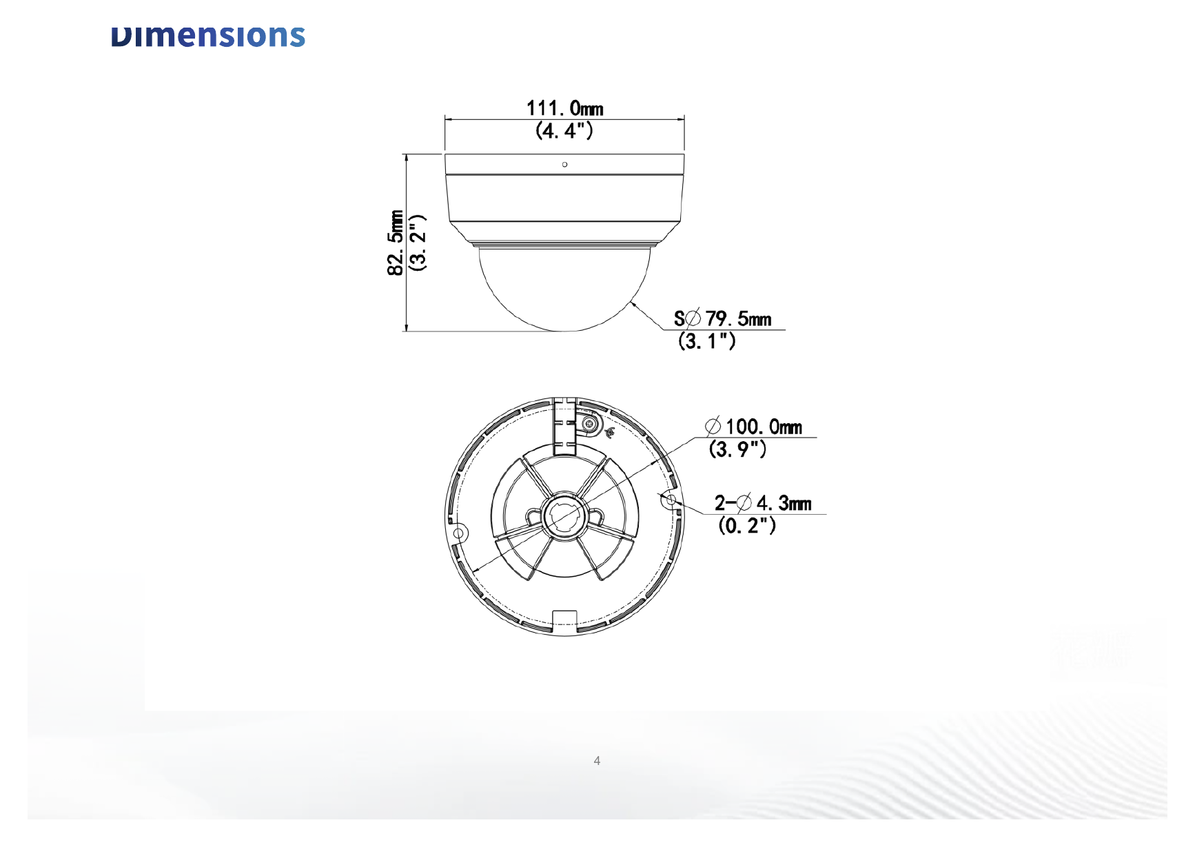 IPC324LB-AF28K-A2 外形尺寸圖 Ø111 mm × 82.5 mm (Ø4.4" × 3.2") (Ø × H)｜重量 0.35 kg (0.77 lb.)｜Unit: mm