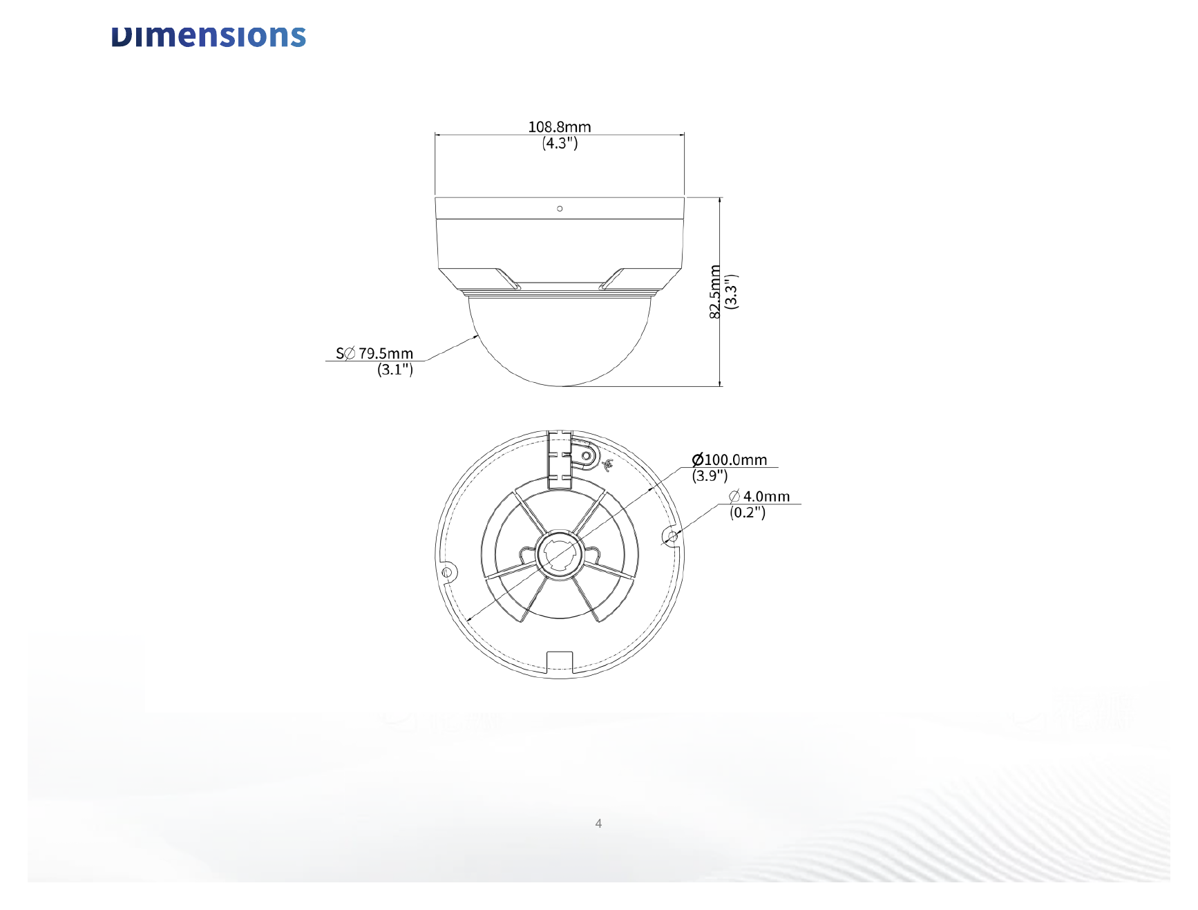 IPC324LB-ASF28K-A 外形尺寸圖 Ø118 mm × 95 mm (Ø4.6" × 3.8") (Ø × H)｜重量 0.28 kg (0.62 lb.)｜Unit: mm
