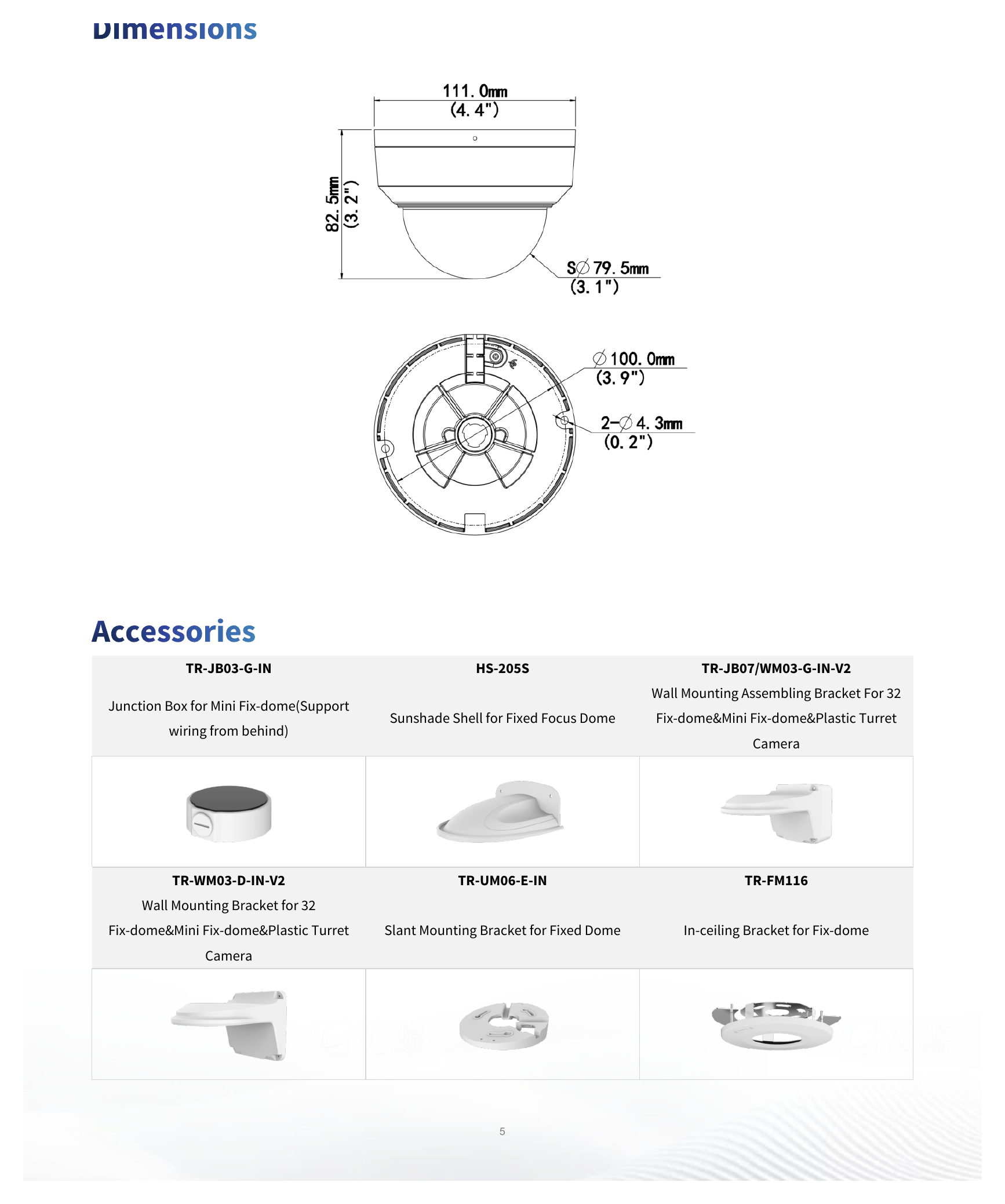 IPC324LE-ADF28K-DL3 外形尺寸圖 Ø111.0mm × 82.5 mm (Ø4.4" × 3.2") (Ø × H)｜重量 0.35 kg (0.77 lb.)｜Unit: mm