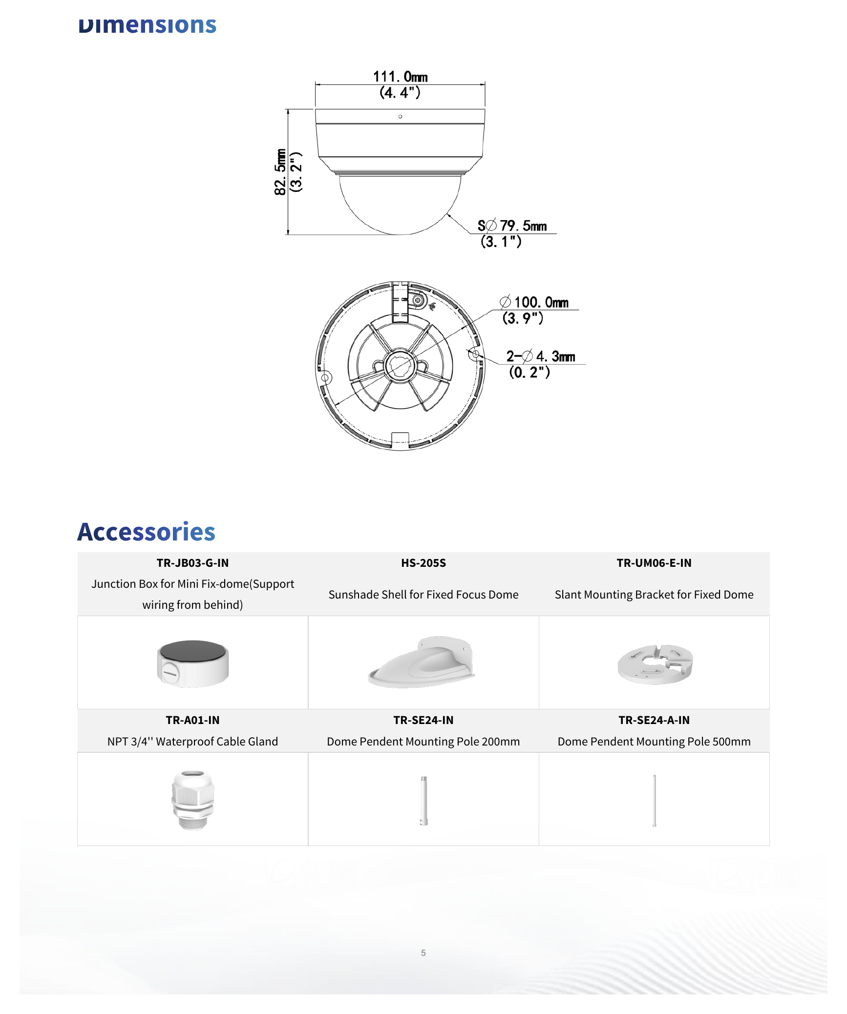 IPC328LE-ADF28K-H 外形尺寸圖 Ø111 mm × 83 mm (Ø4.4" × 3.3") (Ø × H)｜重量 0.36 kg (0.79 lb.)｜Unit: mm