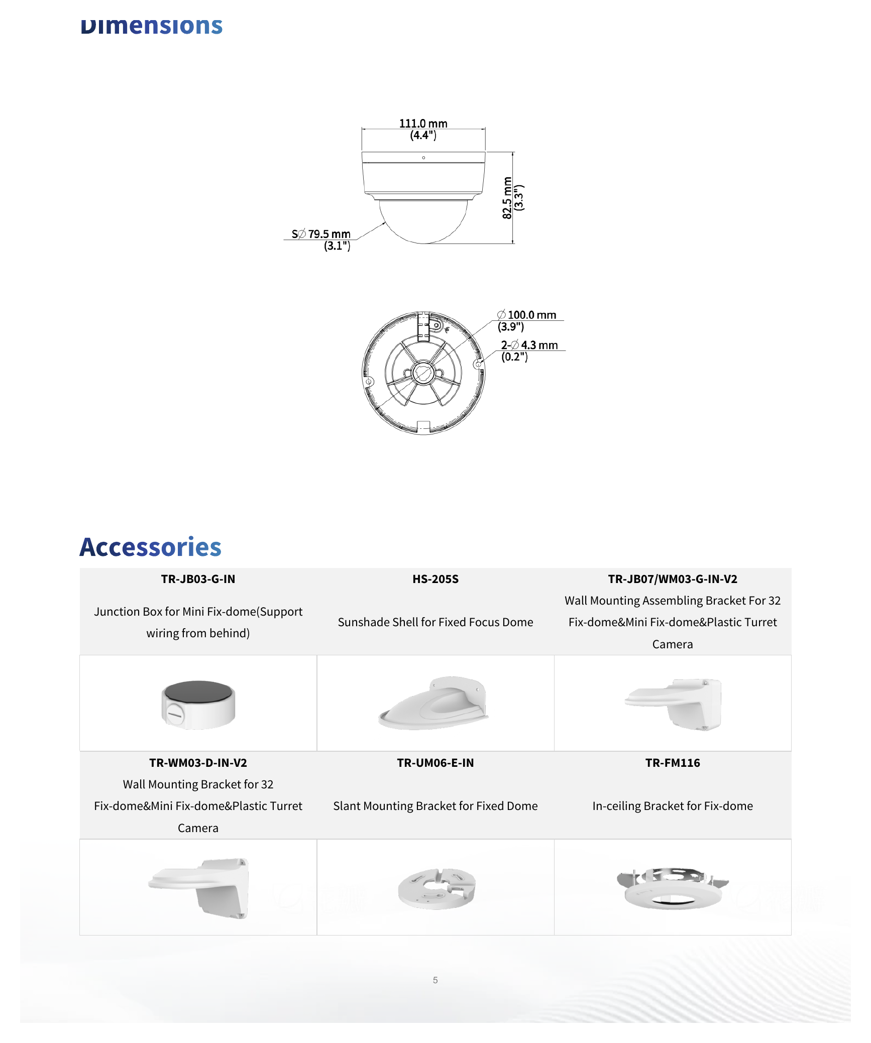 IPC328SB-ADF28KM-DL-I1 外形尺寸圖 Ø111.0 mm × 82.5 mm (Ø4.4" × 3.3") (Ø × H)｜重量 0.44kg （0.97 lb）｜Unit: mm