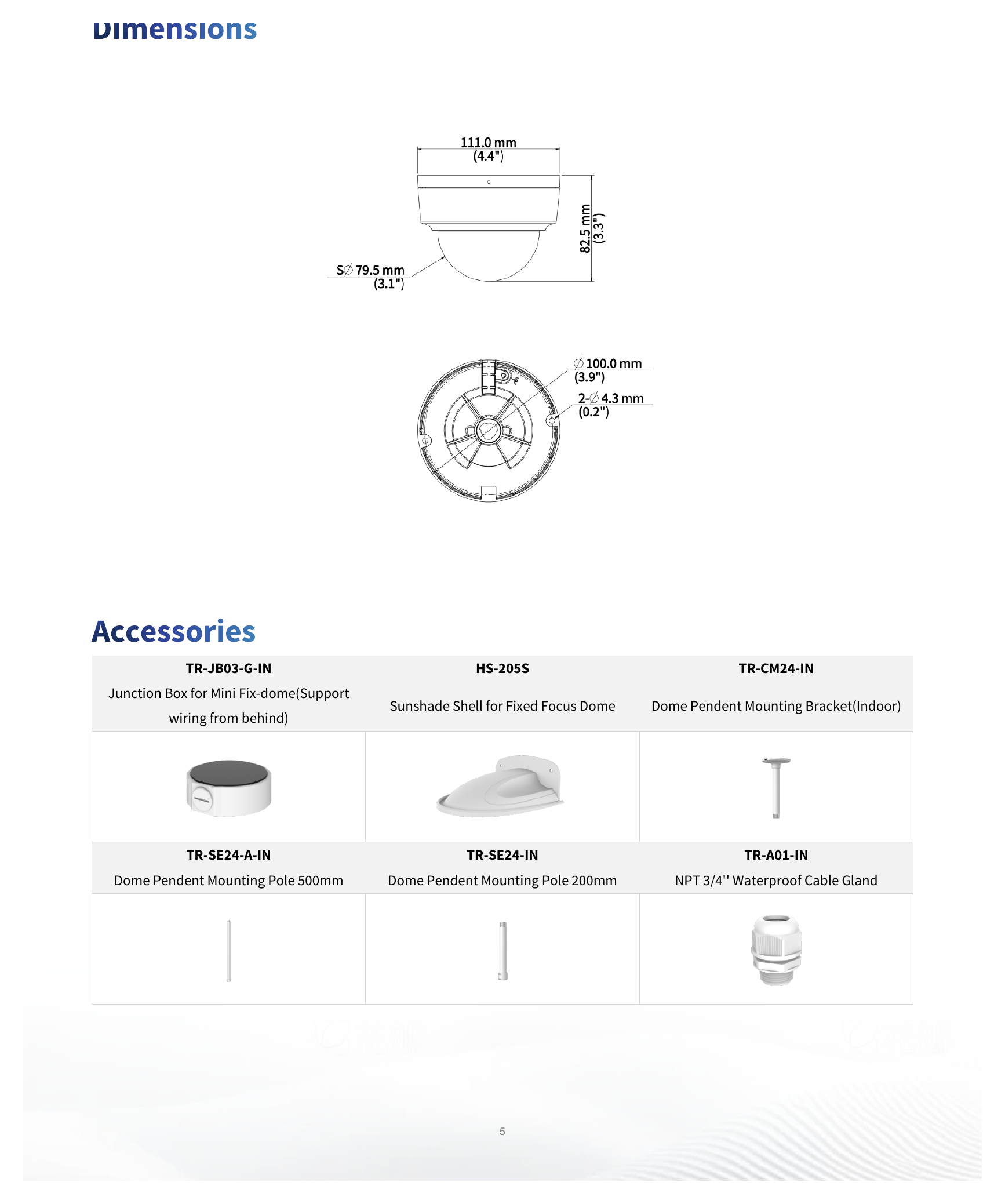 IPC328SS-ADF28K-I1 外形尺寸圖 Ø111 mm × 83 mm (Ø4.4" × 3.3") (Ø × H)｜重量 0.43 kg (0.95 lb.)｜Unit: mm