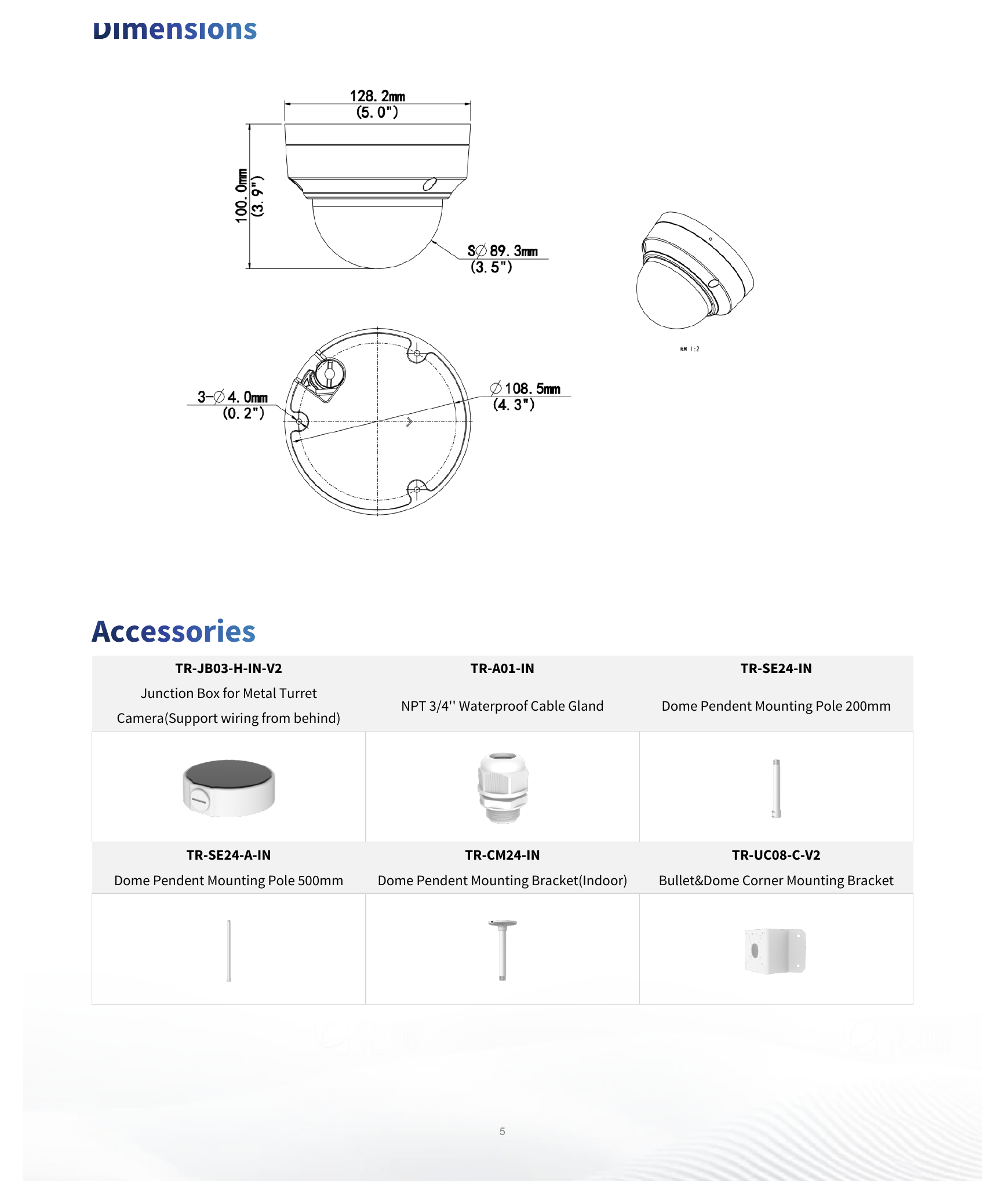 IPC3515SS-ADF28K-I1-HI 外形尺寸圖 Ø128.2 mm × 100.0 mm (Ø5.0" × 3.9") (Ø × H)｜重量 0.67 kg (1.47 lb.)｜Unit: mm