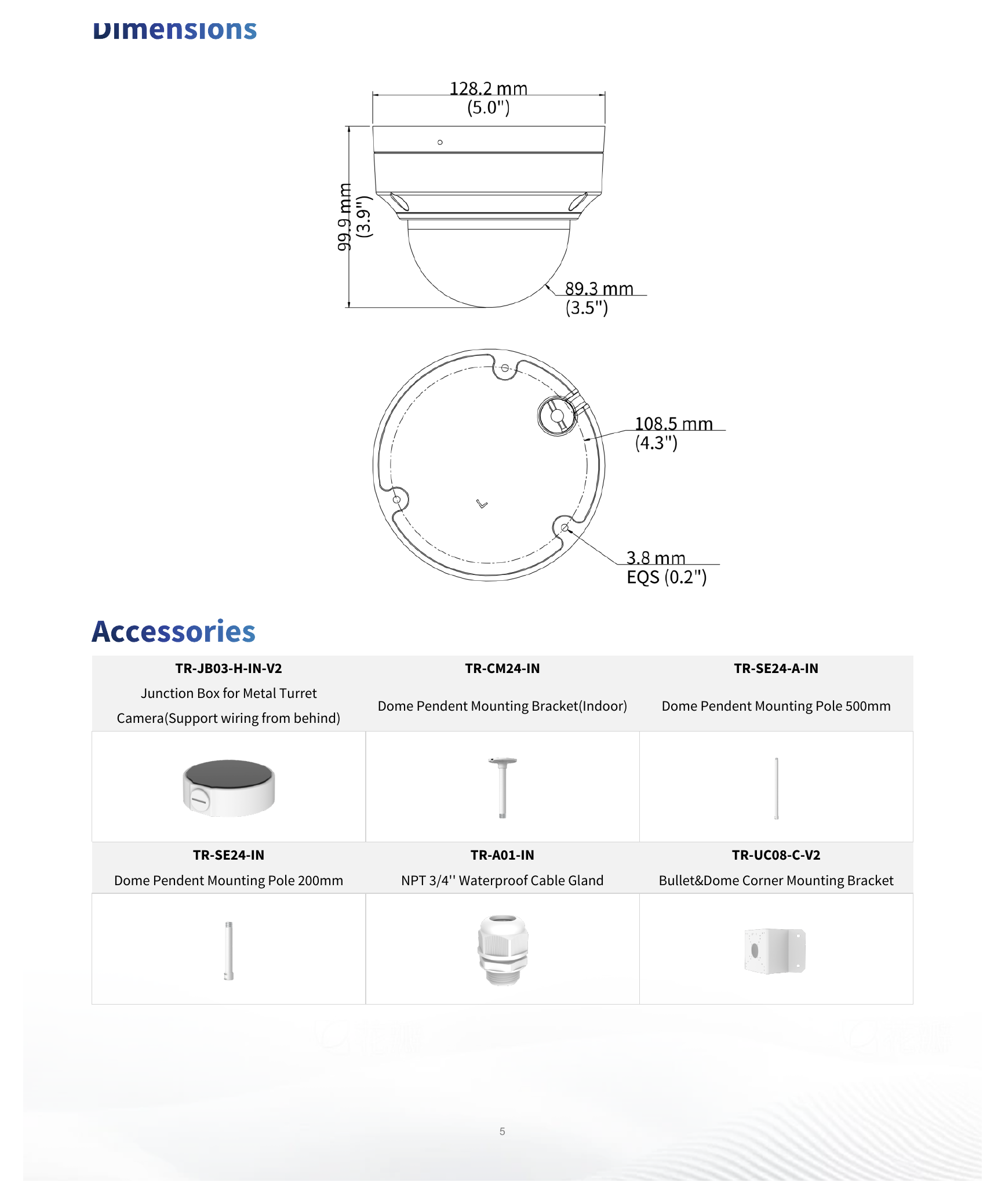 IPC3528LE-ADF28K-WP 外形尺寸圖 Ø128 mm × 100 mm (Ø5.0" × 3.9") (Ø × H)｜重量 0.58 kg (1.27 lb.)｜Unit: mm
