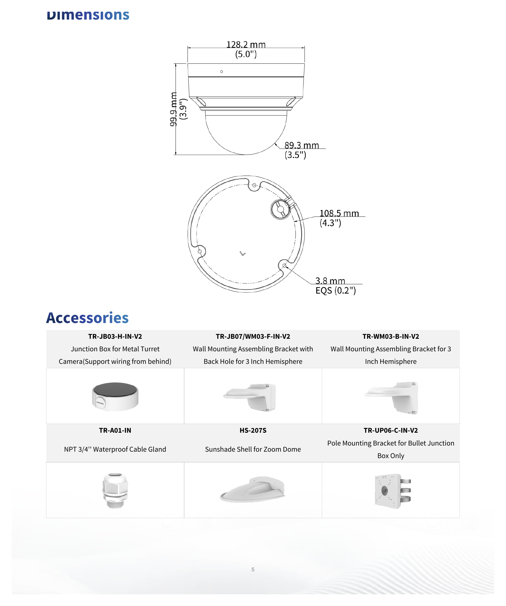 IPC3534LB-ADZK-K 外形尺寸圖 Ø128.2 mm × 99.9 mm (Ø5.0" × 3.9") (Ø × H)｜重量 0.63 kg (1.39 lb.)｜Unit: mm