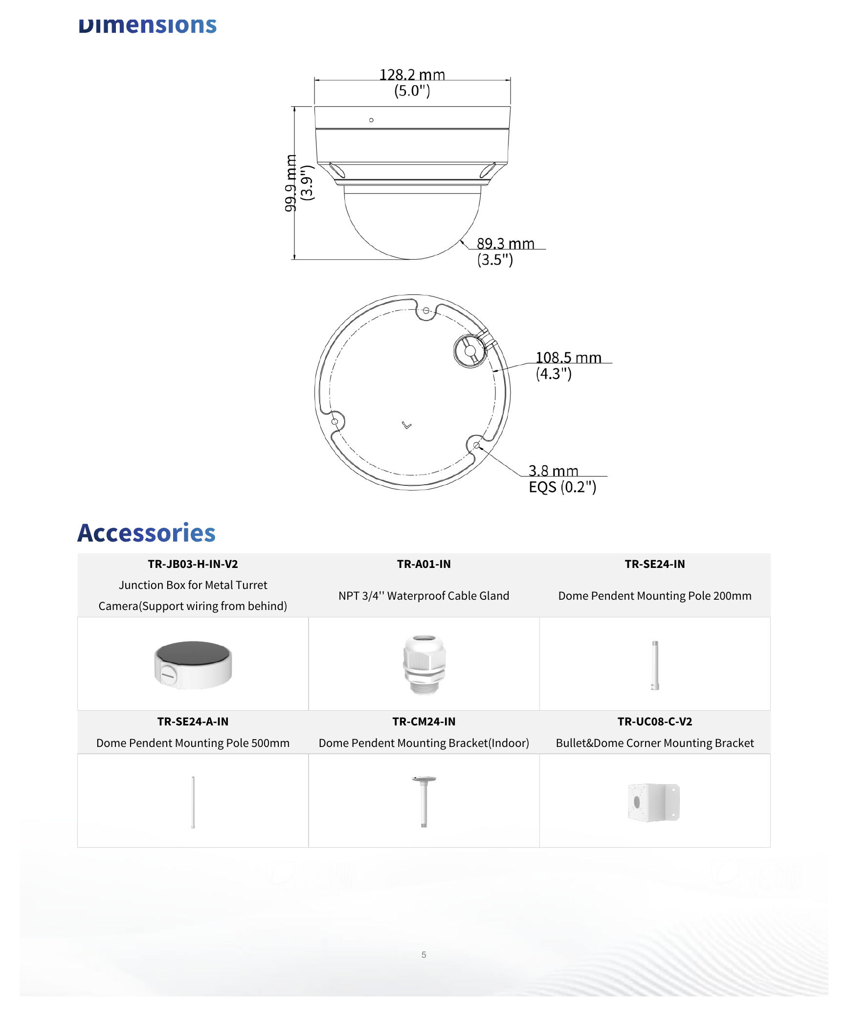 IPC3534LP-ADEZK-DI 外形尺寸圖 Ø128.2 mm × 99.9 mm (Ø5.0" × 3.9") (Ø × H)｜重量 0.66 kg (1.46 lb.)｜Unit: mm