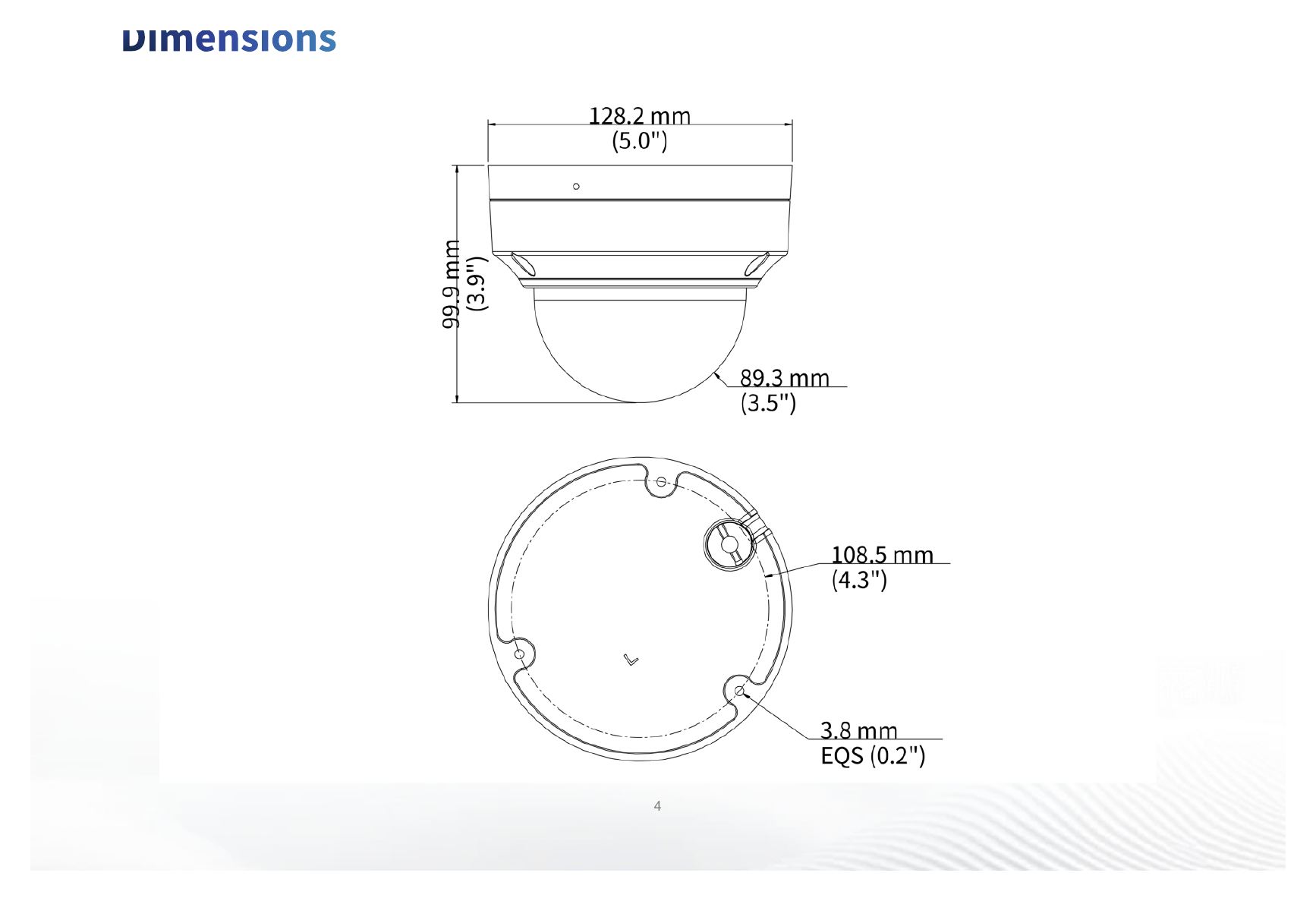 IPC3535LB-ADZK-H 外形尺寸圖 Ø128 mm × 100 mm (Ø5.0" × 3.9") (Ø × H)｜重量 0.66 kg (1.46 lb.)｜Unit: mm