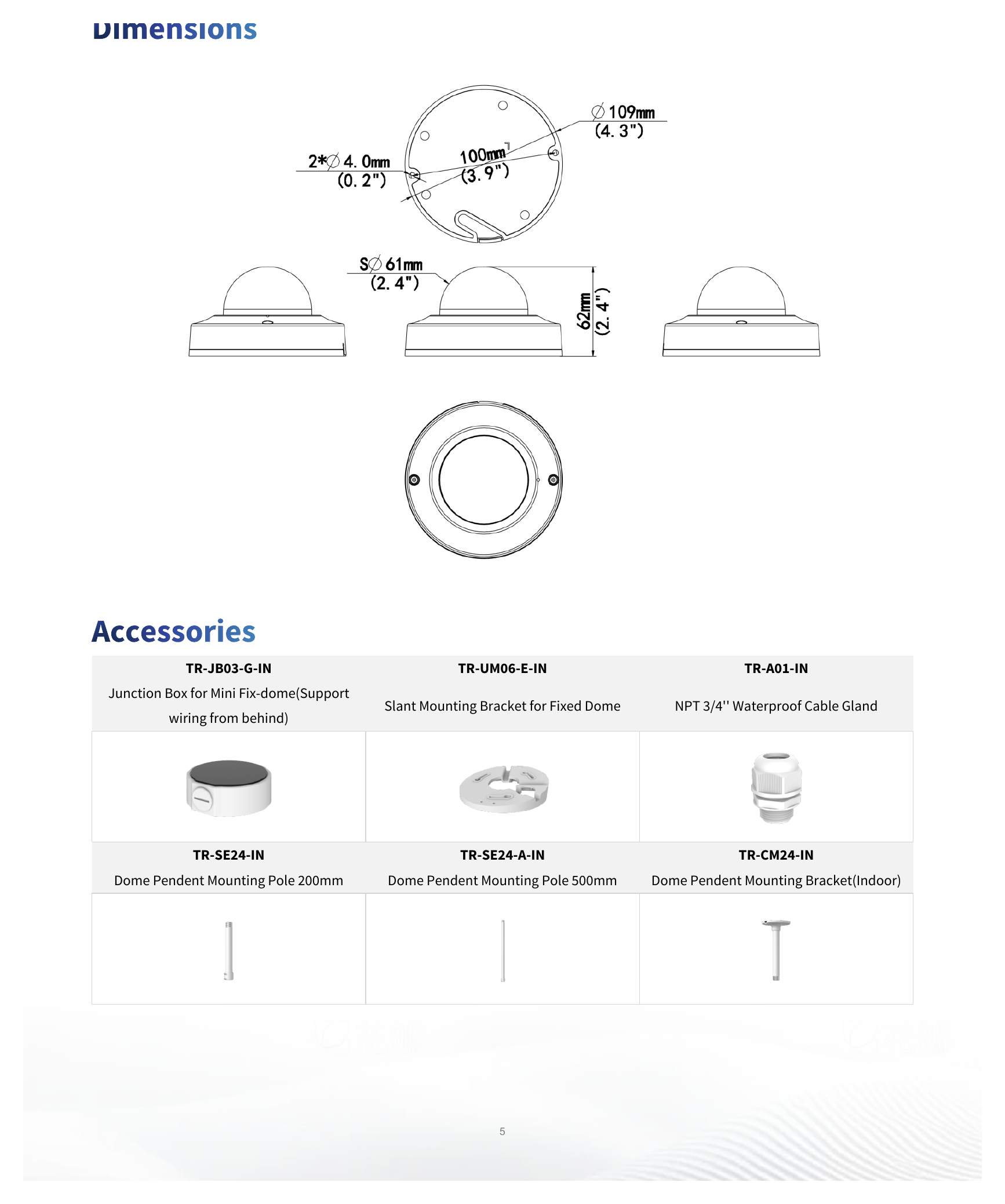 IPC354SB-ADNF28K-I0 外形尺寸圖 Ø109 mm × 62 mm (Ø4.3" × 2.4") (Ø × H)｜重量 0.22 kg (0.49 lb.)｜Unit: mm