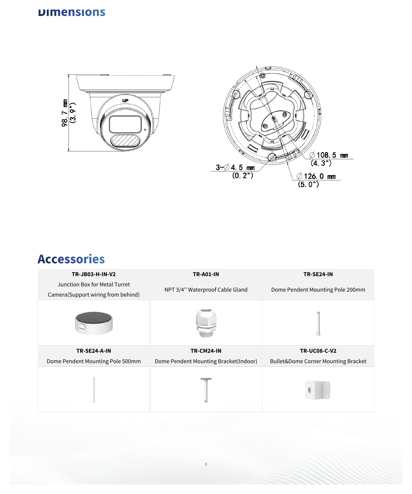 IPC3612SS-ADF28K-I1 外形尺寸圖 Ø129 mm × 110 mm (Ø5.1" × 4.3") (Ø × H)｜重量 0.43 kg (0.95 lb.)｜Unit: mm