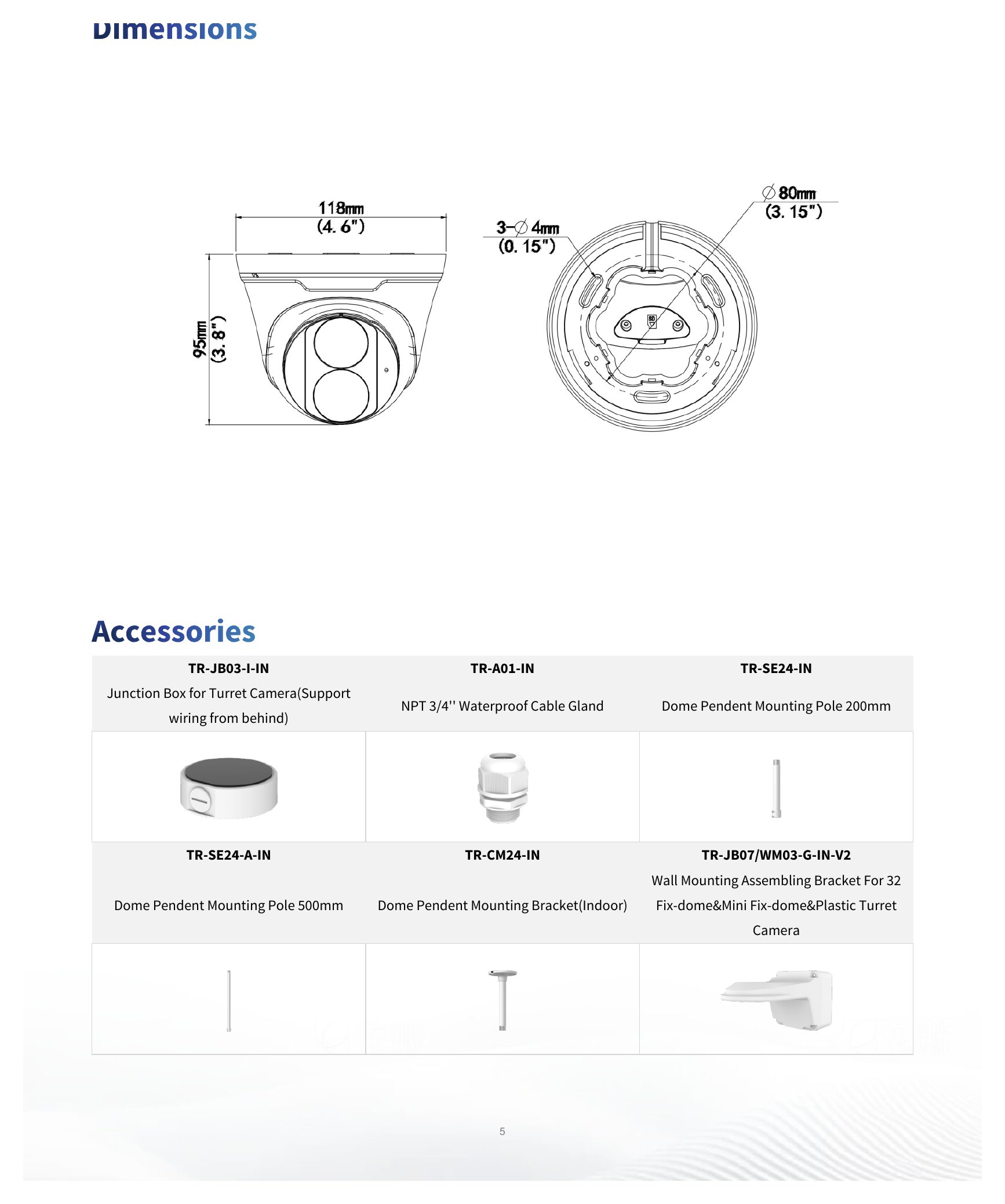 IPC3614LE-ADF28K-H3 外形尺寸圖 Ø118 mm × 95 mm (Ø4.6" × 3.8") (Ø × H)｜重量 0.32 kg (0.71 lb.)｜Unit: mm