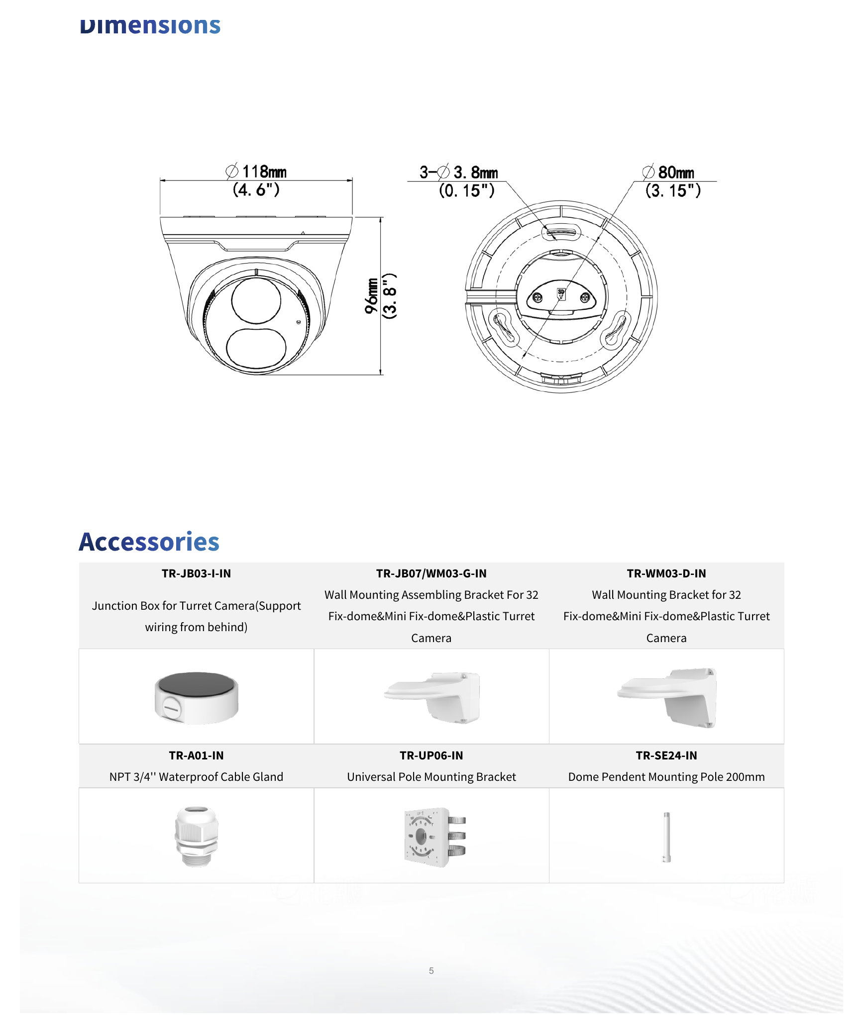 IPC3614LE-ADF28KC-WL 外形尺寸圖 Ø118 mm × 96 mm (Ø4.6" × 3.8") (Ø × H)｜重量 0.30 kg (0.66 lb.)｜Unit: mm