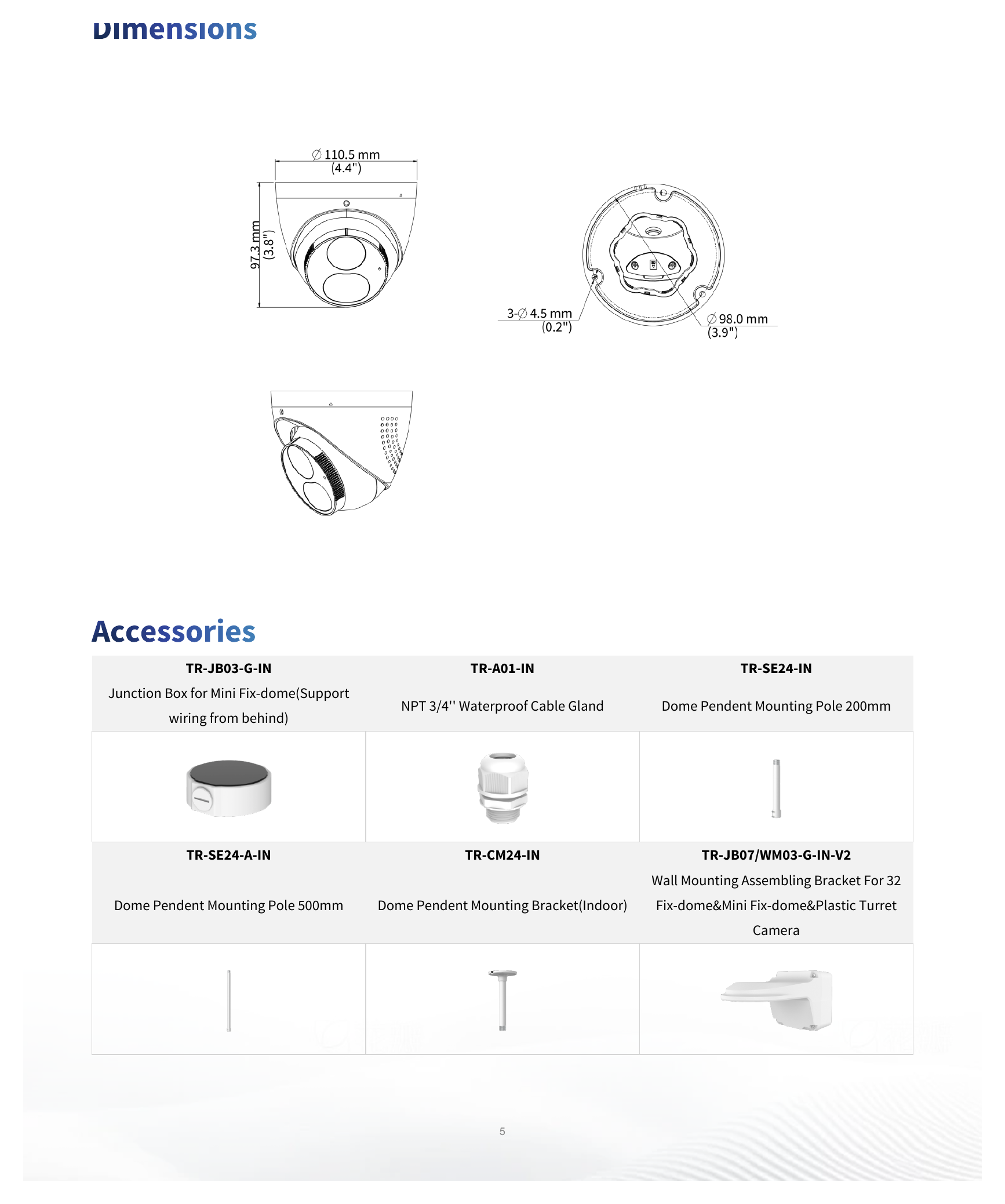 IPC3614SB-ADF28KMC-I0 外形尺寸圖 Ø111 mm × 95 mm (Ø4.4" × 3.7") (Ø × H)｜重量 0.44 kg (0.970 lb.)｜Unit: mm