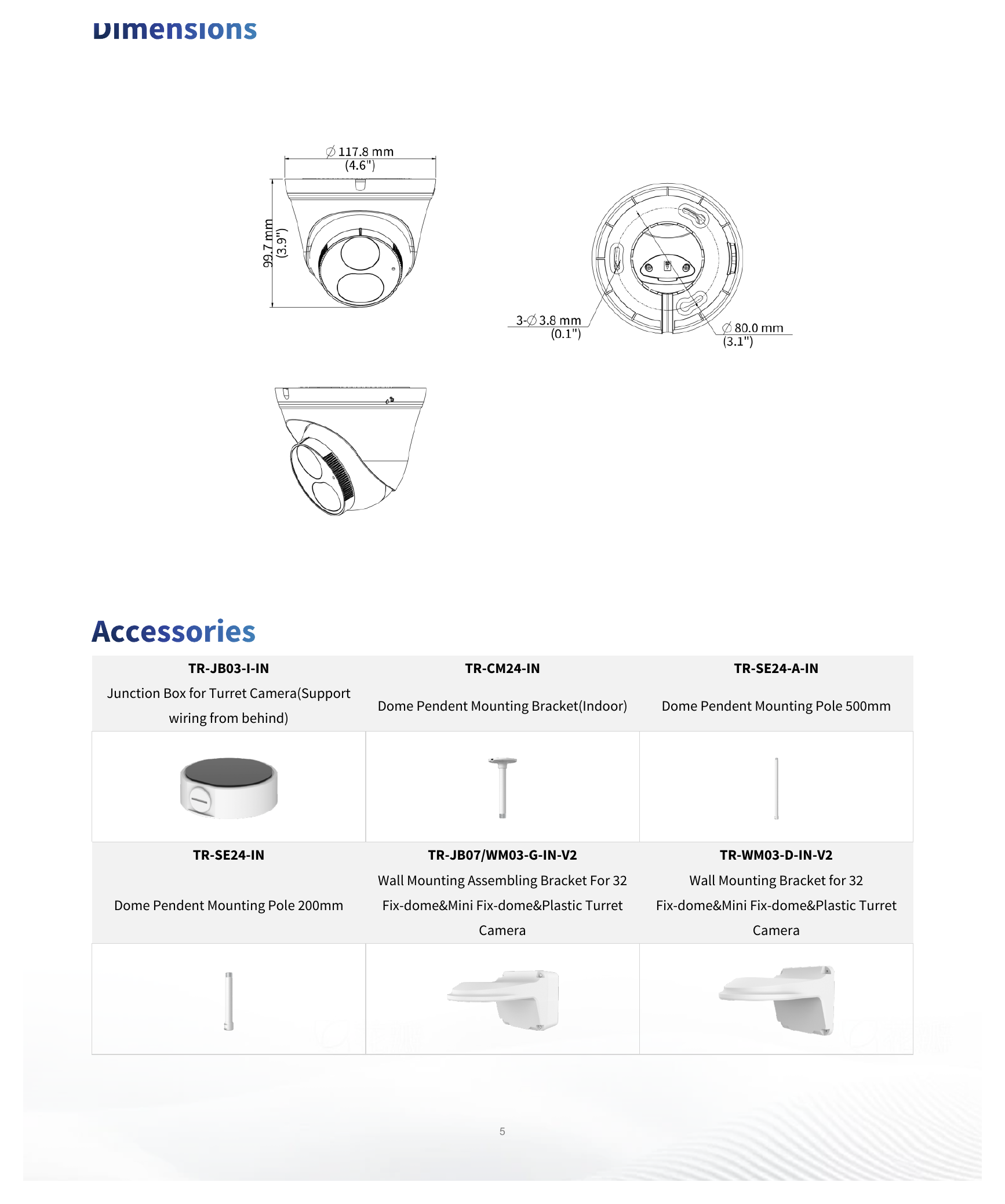 IPC3618LB-ADF28K-DL 外形尺寸圖 Ø117.8 mm × 99.7 mm (Ø4.6" × 3.9") (Ø × H)｜重量 0.31 kg (0.68 lb.)｜Unit: mm