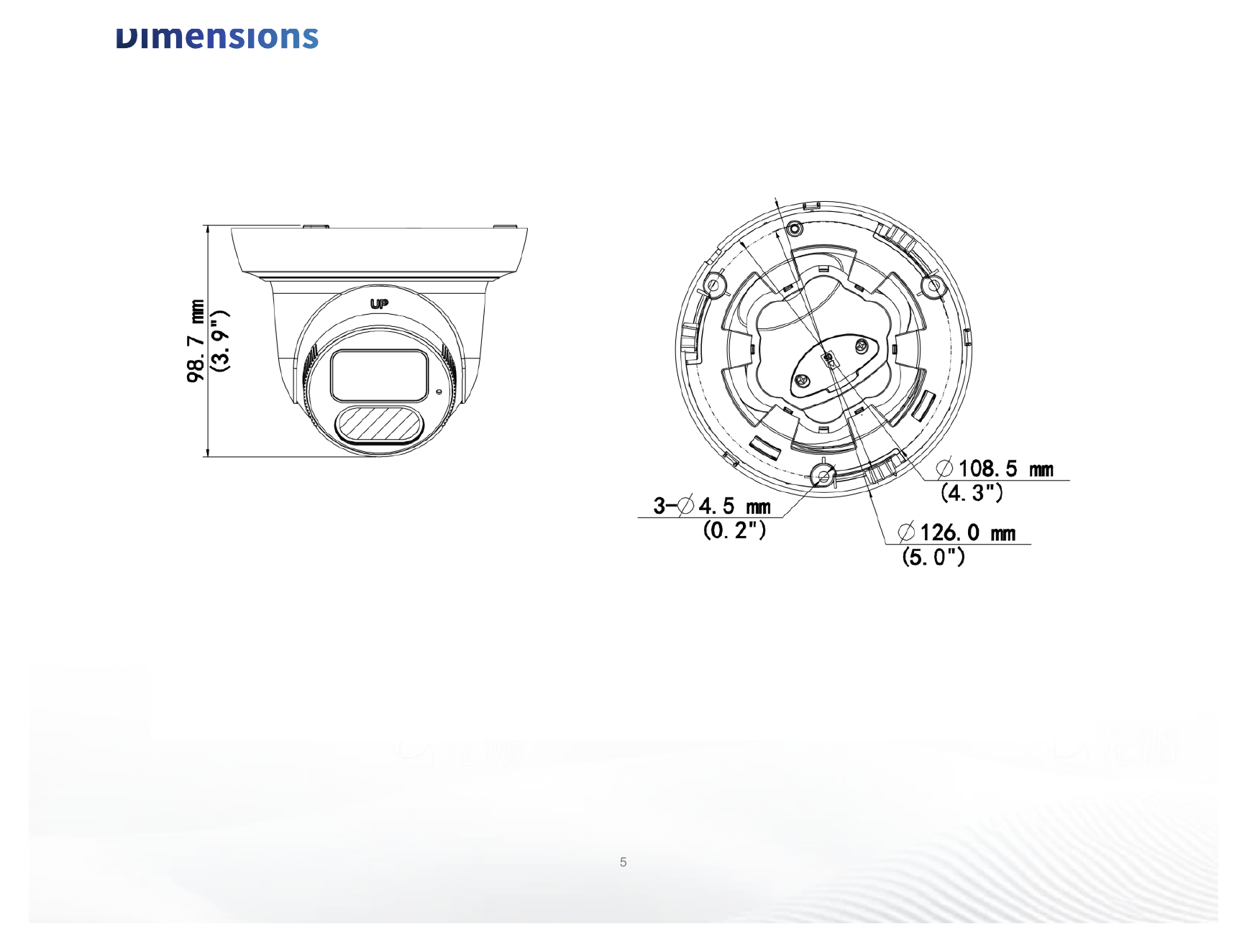 IPC3618SS-ADF28K-I1 外形尺寸圖 Ø129 mm × 110 mm (Ø5.1" × 4.3") (Ø × H)｜重量 0.42 kg (0.93 lb.)｜Unit: mm