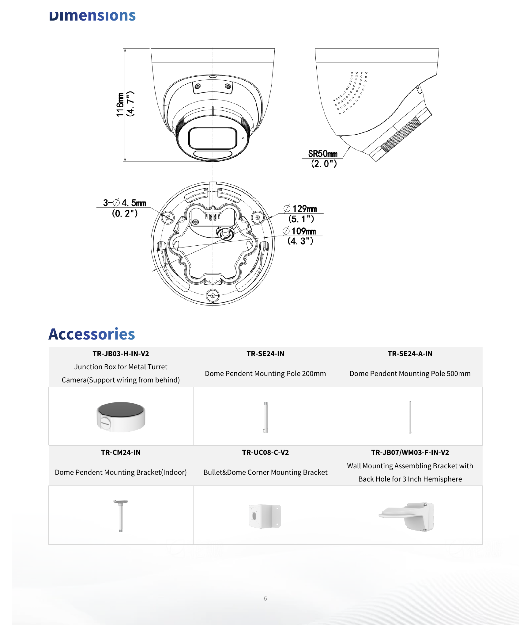 IPC3635SS-ADF28KMC-I1 外形尺寸圖 Ø129 mm × 118 mm (Ø5.1" × 4.7") (Ø × H)｜重量 0.69 kg (1.53 lb.)｜Unit: mm