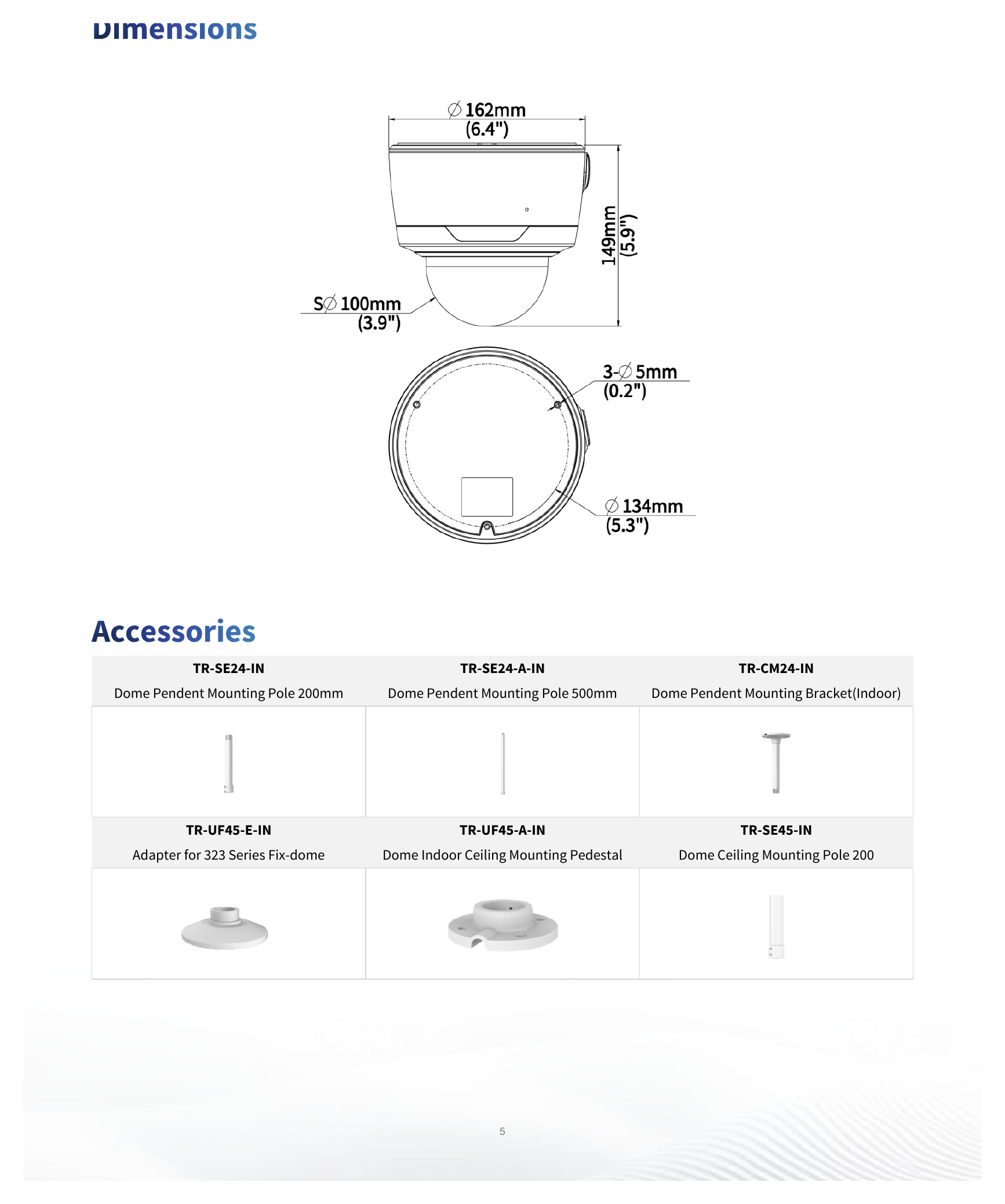 IPC3734SS-ADZK-I1 外形尺寸圖 Ø162 mm × 149 mm (Ø6.4" × 5.9") (Ø × H)｜重量 1.36 kg (2.99 lb.)｜Unit: mm