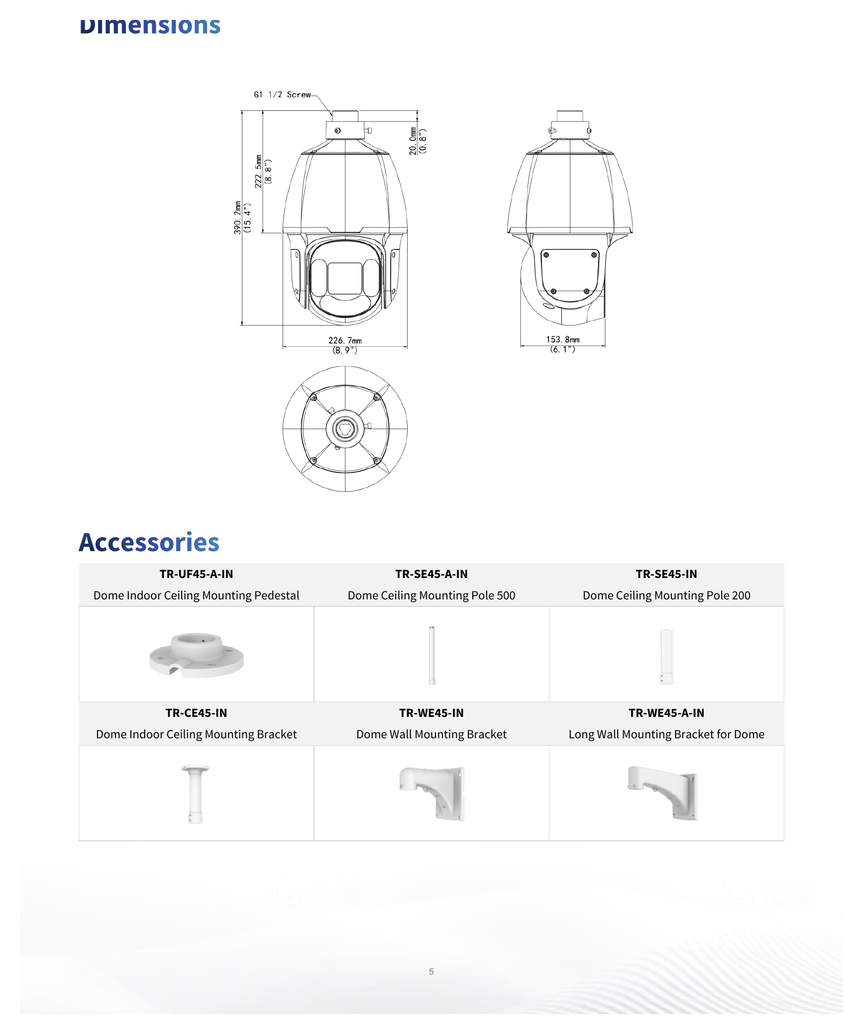 IPC6622SR-X25-VD2 外形尺寸圖 Ø227 mm × 390 mm (Ø8.9" × 15.4") (Ø × H)｜Unit: mm
