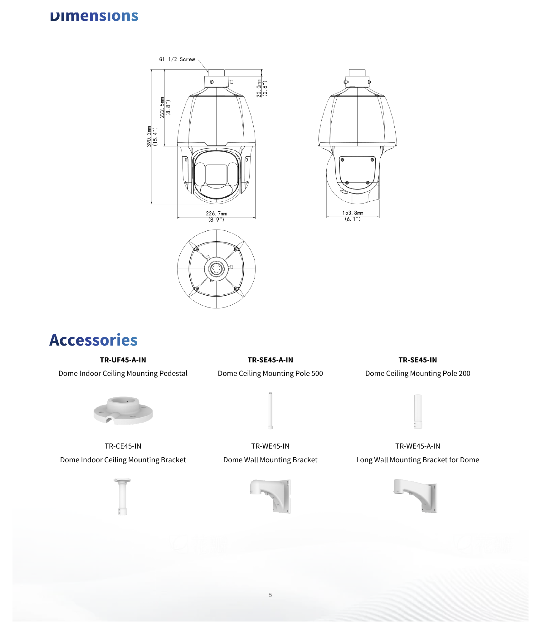 IPC6624SFW-X25-C-VH2 外形尺寸圖 Ø226 mm × 390 mm (Ø8.9" × 15.4") (Ø × H)｜重量 5.2 kg (11.46 lb.)｜Unit: mm