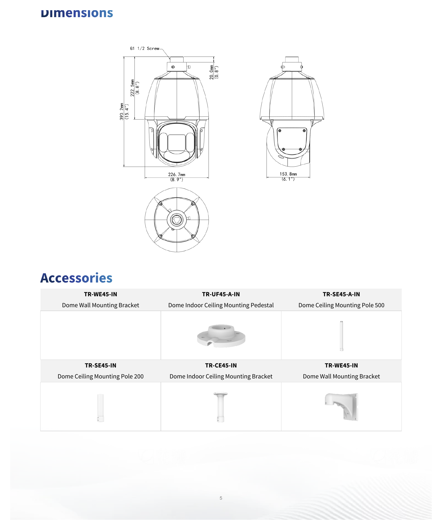 IPC6624SR-X33-VD2A 外形尺寸圖 Ø226.7 mm × 390.2 mm (Ø8.9" × 15.4") (Ø × H)｜重量 5.35 kg (11.79 lb.)｜Unit: mm