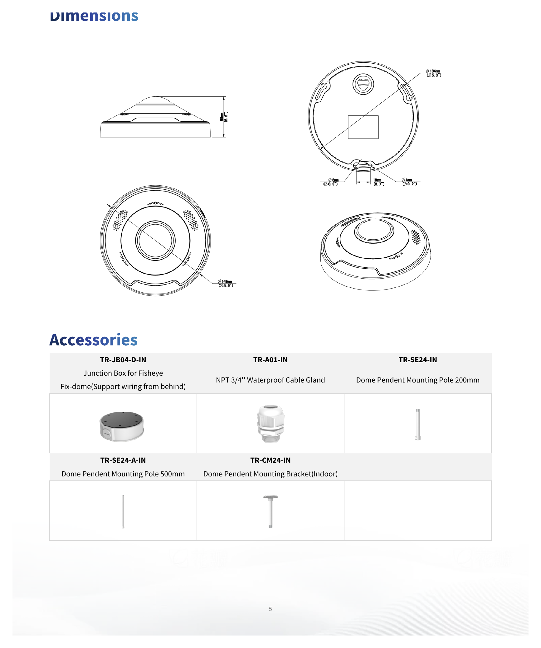 IPC86CEB-AF18KC-I0 外形尺寸圖 Ø149 mm × 55 mm (Ø5.9" × 2.2") (Ø × H)｜重量 0.524 kg (1.16 lb.)｜Unit: mm