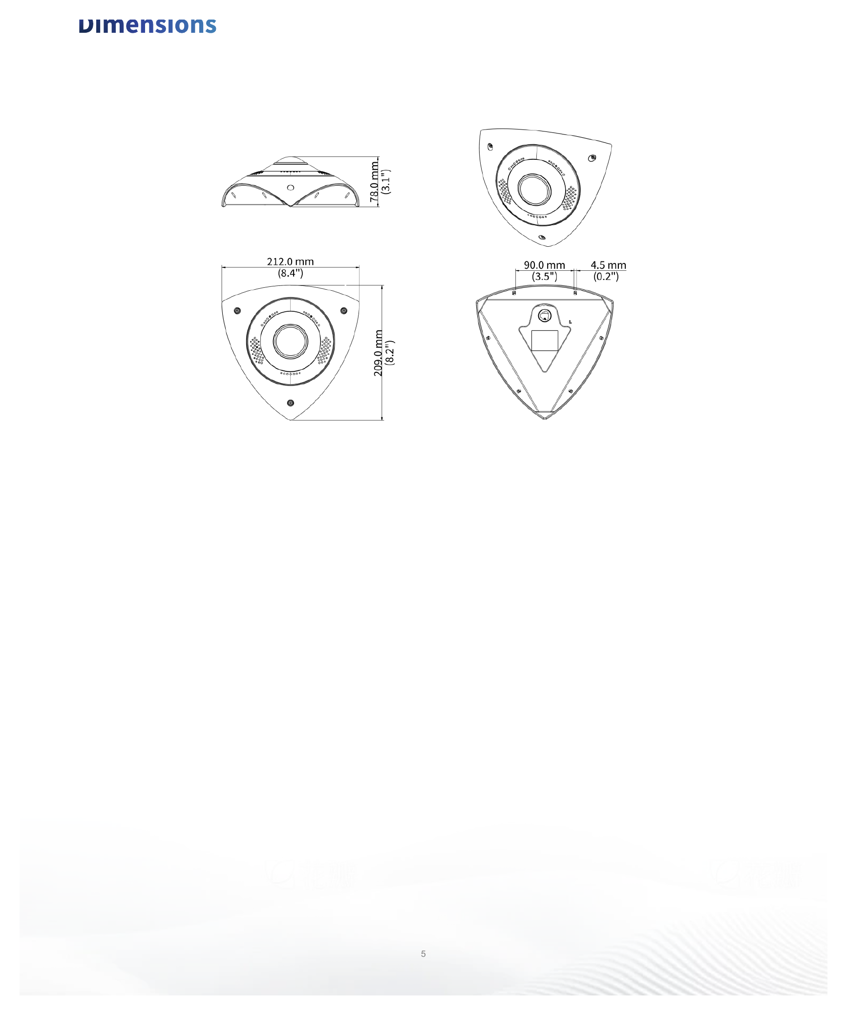 IPC876SE-ADF20KMC-I1 外形尺寸圖 212 mm × 209 mm × 78 mm (8.4" × 8.2" × 3.1") (L × W × H)｜重量 1.0 kg（2.2 lb）｜Unit: mm