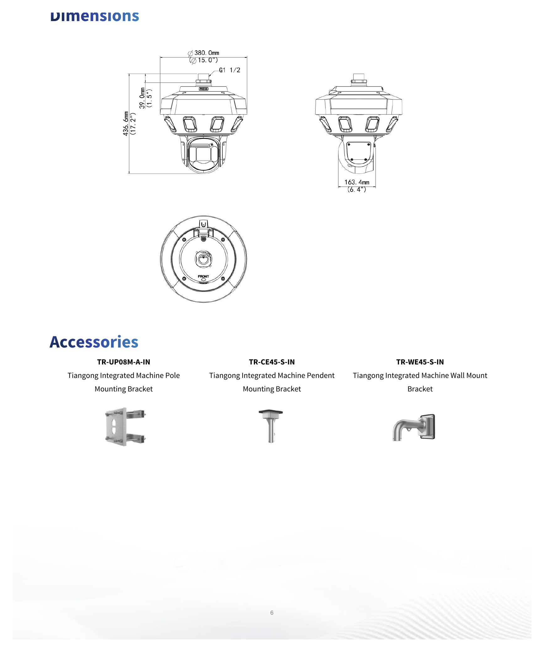 IPC96342EFW-X25-E8-W-VH3 外形尺寸圖 Φ380mm * 436.6mm｜重量 12.5 kg｜Unit: mm