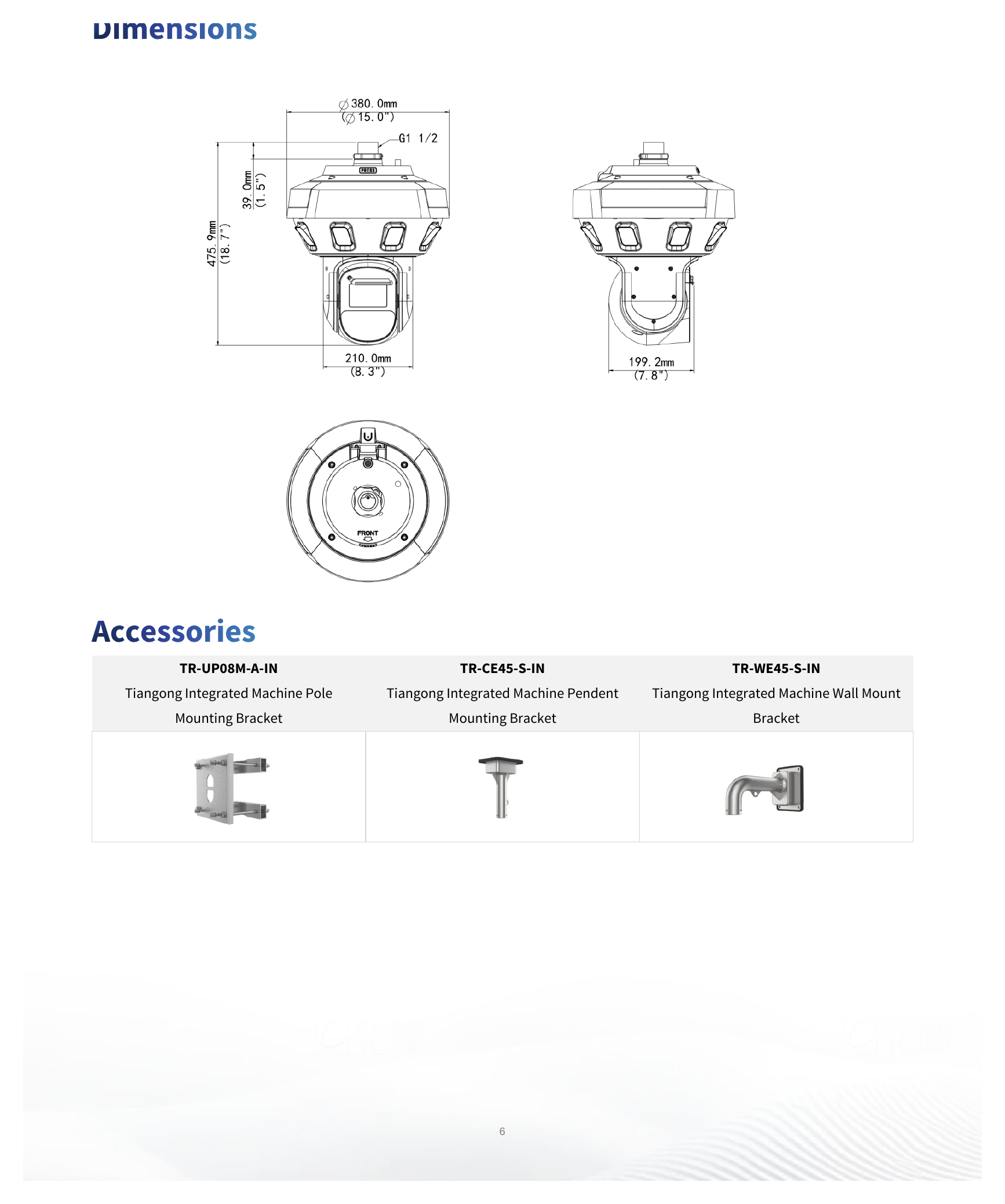 IPC98344ER-GX42-E8-W-VH3 外形尺寸圖 Φ380mm * 475.9mm｜重量 13.5 kg｜Unit: mm