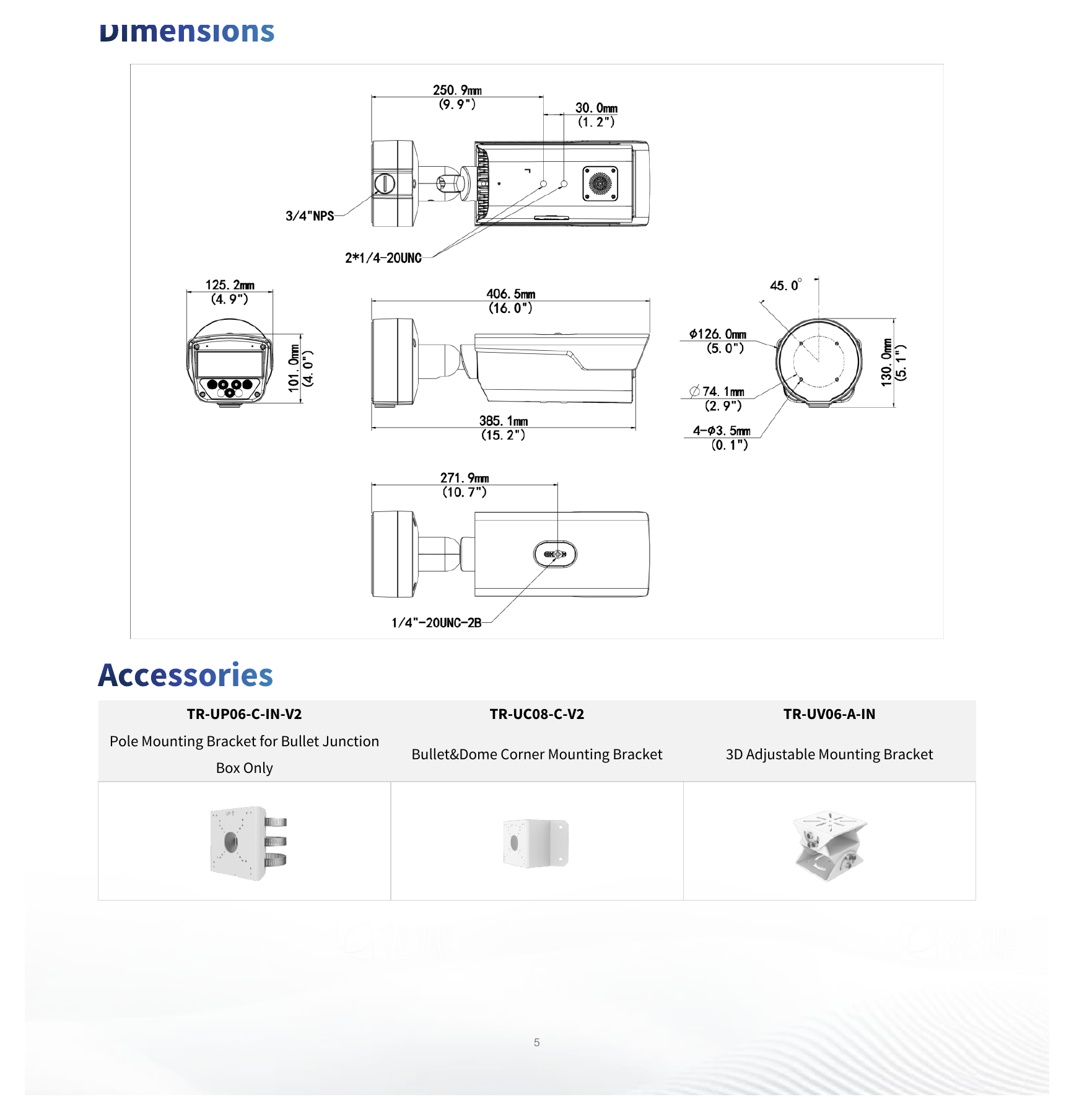 IPS-HC264-HDX4-IR-I1 外形尺寸圖 406 x 125 x 130mm(16.0” x 4.9” x 5.1”)｜重量 1.86Kg(4.10lb)｜Unit: mm