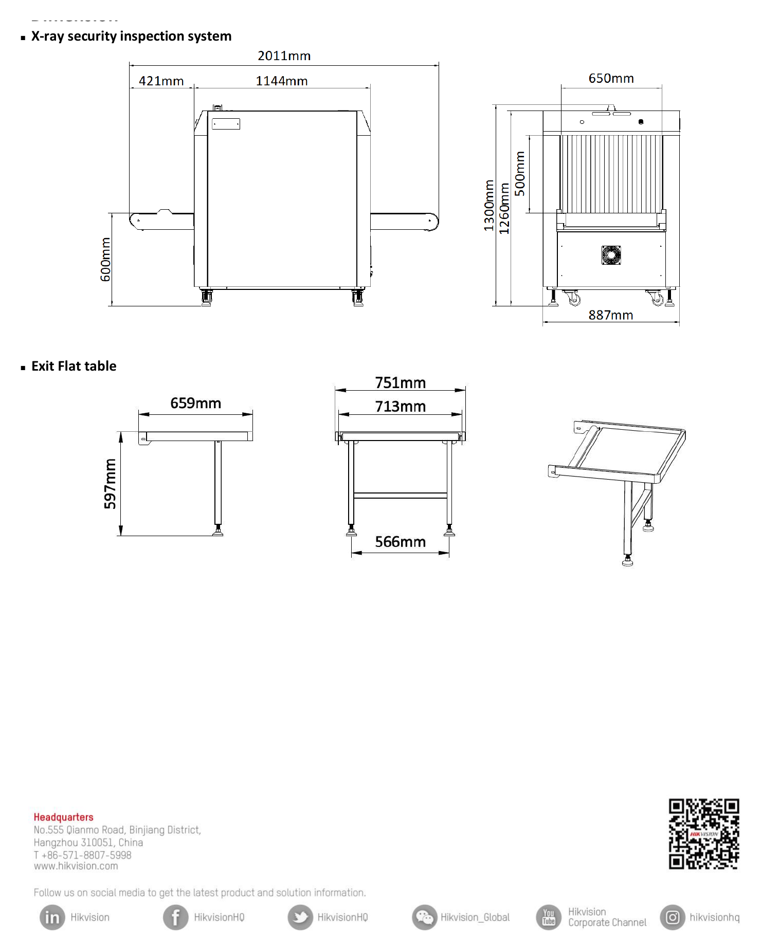 ISD-SG6550SA-2CL 外形尺寸圖 2011 mm(L) × 887 mm(W) × 1300 mm(H)  Performance｜重量 Net: approx. 500 Kg Stated performance as measured by HIKVISION Ima