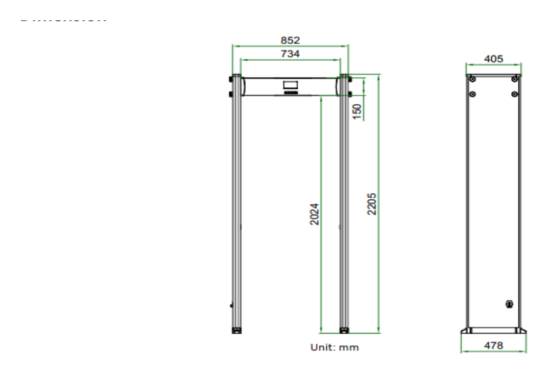 ISD-SMG111 外形尺寸圖 2205 mm(H) × 852 mm(W) × 478 mm(D)｜Unit: mm
