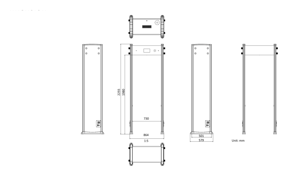 ISD-SMG333L 外形尺寸圖 2255 mm(H) × 864 mm(W) × 579 mm(D) Door post: 2355 mm(L) × 640 mm(W) × 250 mm(H) Package Size Case : 850 mm(L) × 528 mm(