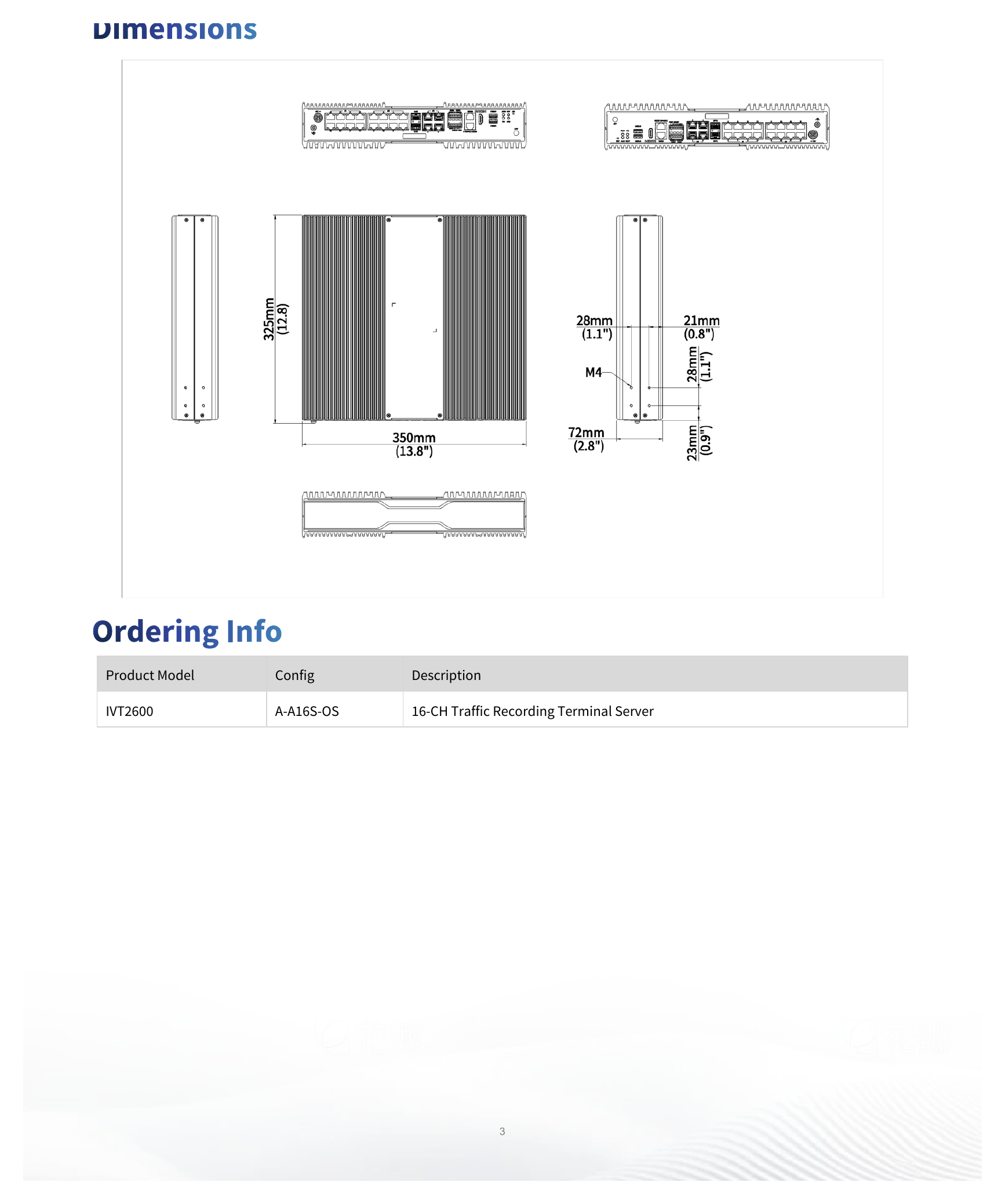 IVT2600-A-A16S-OS 外形尺寸圖 350mm(W) × 320mm(D) × 72mm(H) CE EMC： EN 55032: 2015+A11:2020+A1:2020｜Unit: mm