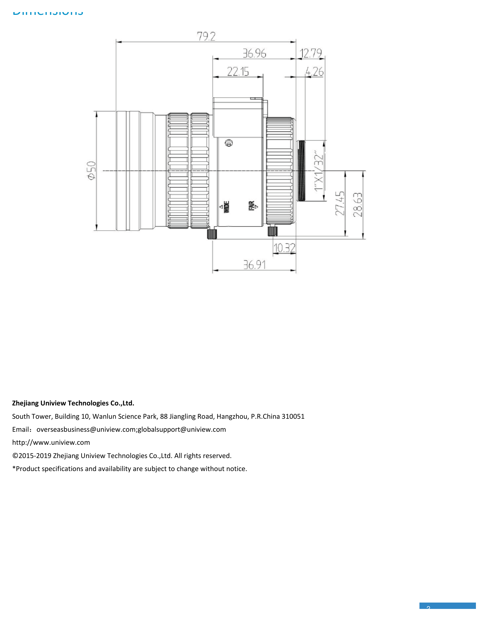 LENS-DM0825-5M-NB-CAMERA-LENS 外形尺寸圖 詳見圖示｜Unit: mm