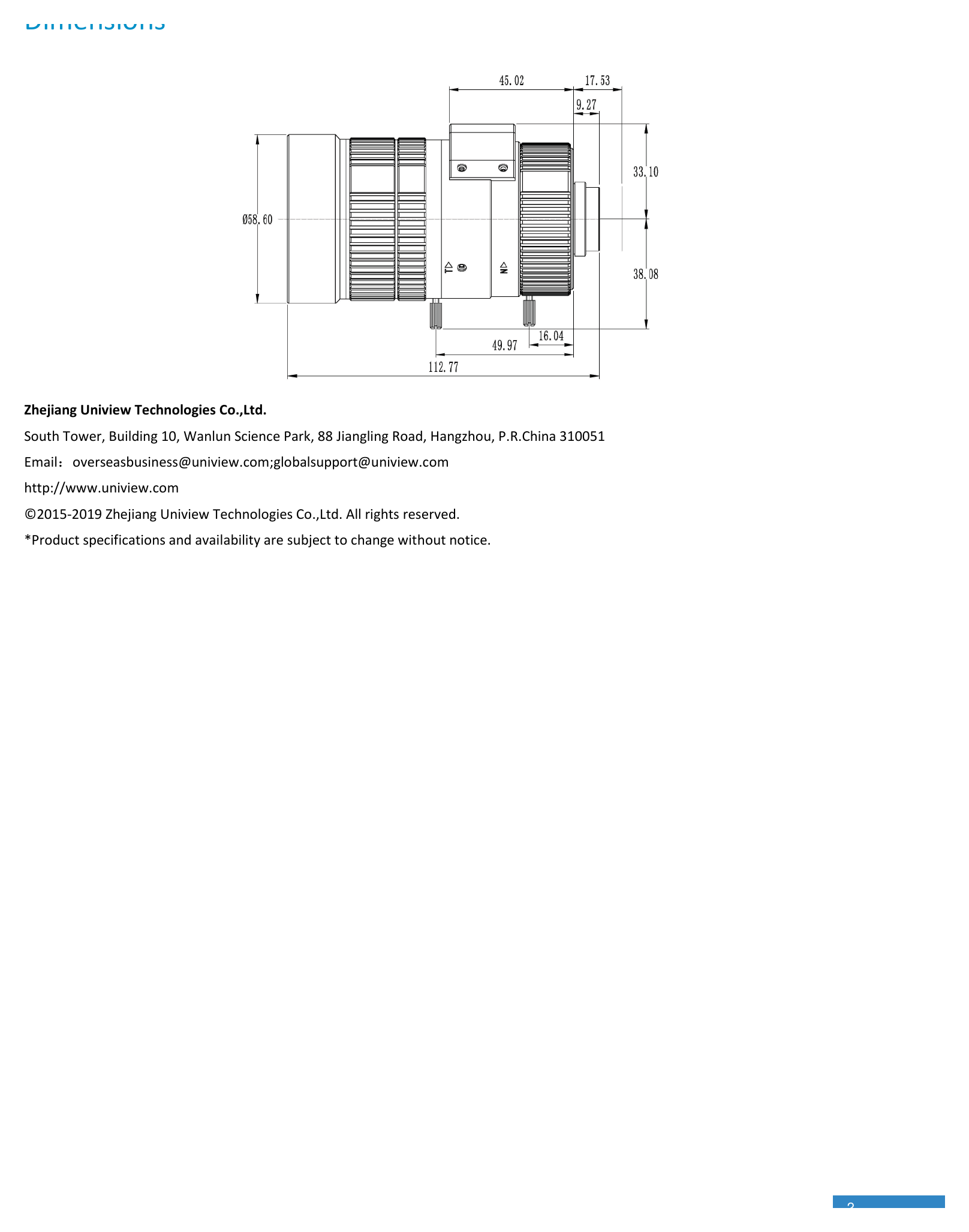 LENS-DM1570-8M-NB-CAMERA-LENS 外形尺寸圖 詳見圖示｜Unit: mm