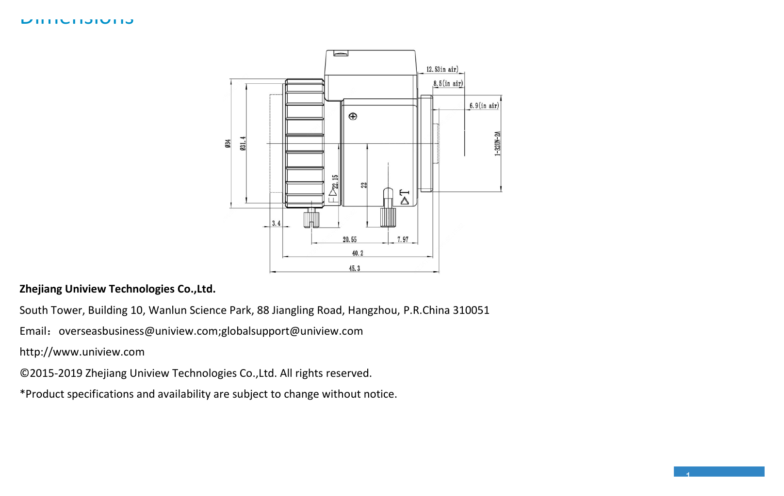 LENS-YM0312D-3M-NB-CAMERA-LENS 外形尺寸圖 詳見圖示｜Unit: mm