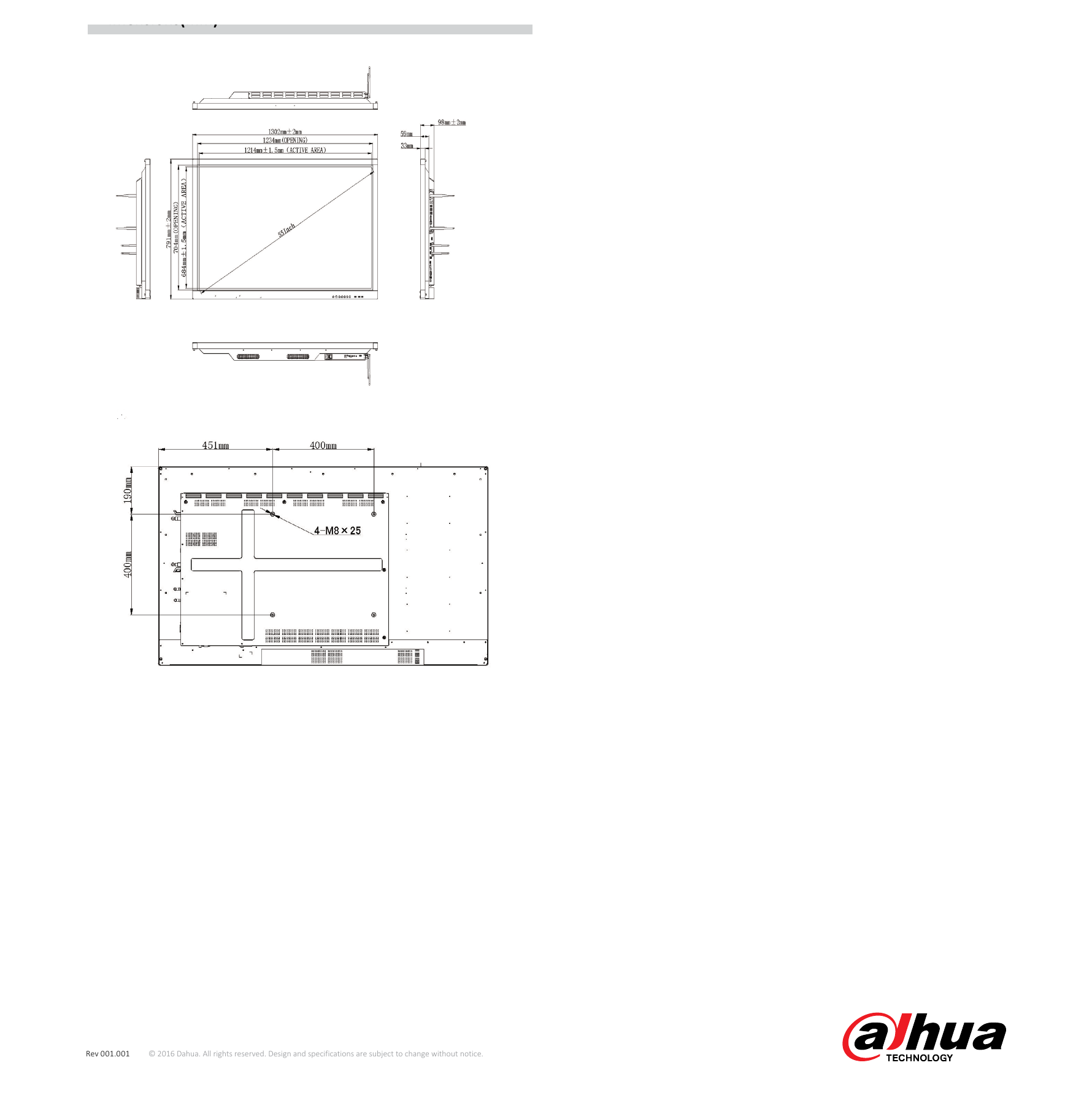 LU55-ST400 外形尺寸圖 1302.0mm × 791.0mm × 98.0mm｜Unit: mm