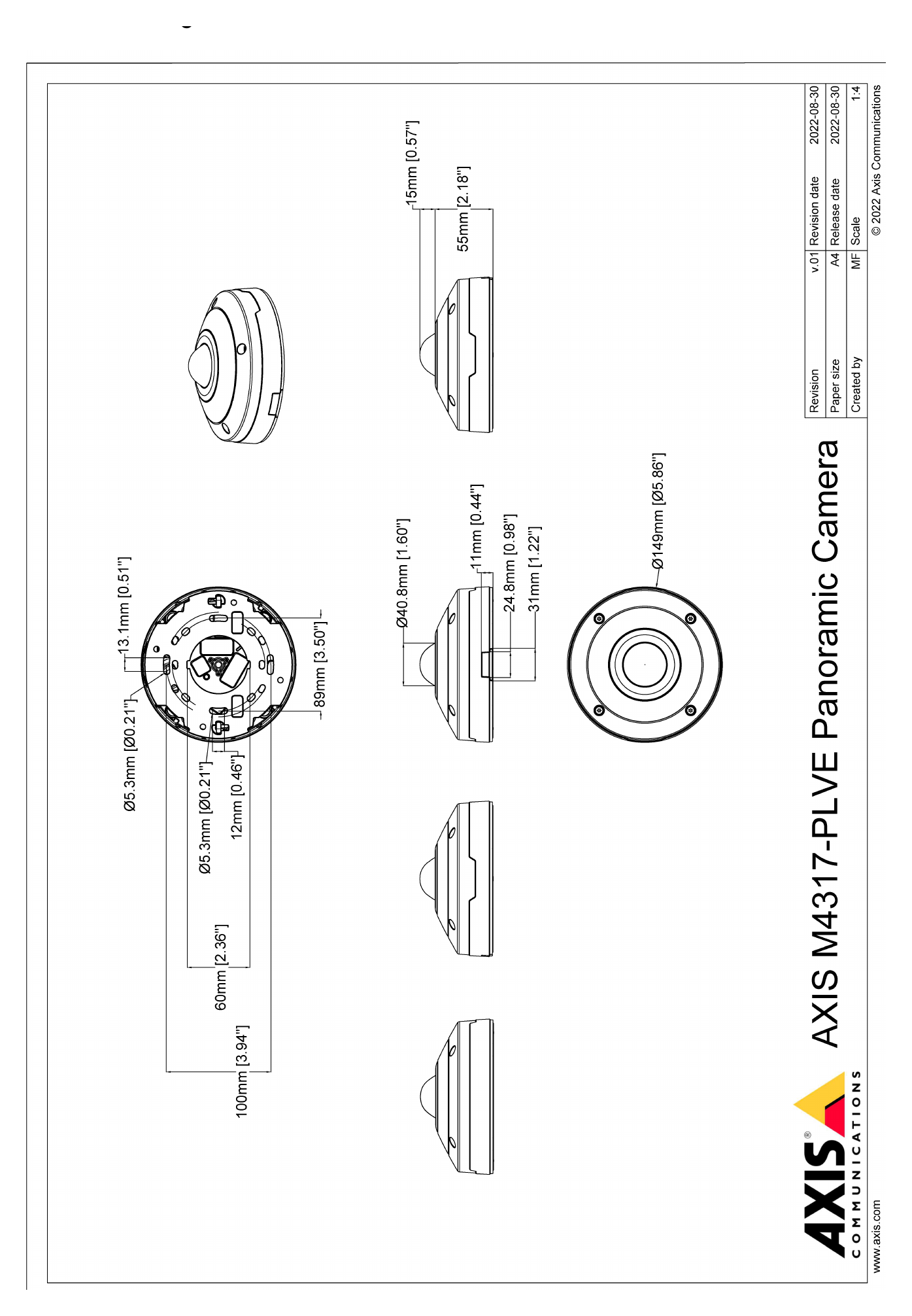 M4317-PLVE 外形尺寸圖 Screened for conflict minerals in accordance with OECD｜重量 Environmental responsibility Axis Communications is a signator