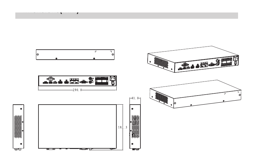 M70-D-0205HO(-H) 外形尺寸圖 290.0 x 182.3 x 41.0mm (11.4 × 7.2 ×1.6 inch) (W*D*H)｜重量 1.5kg (3.3 lb) (Including adapter)｜Unit: mm