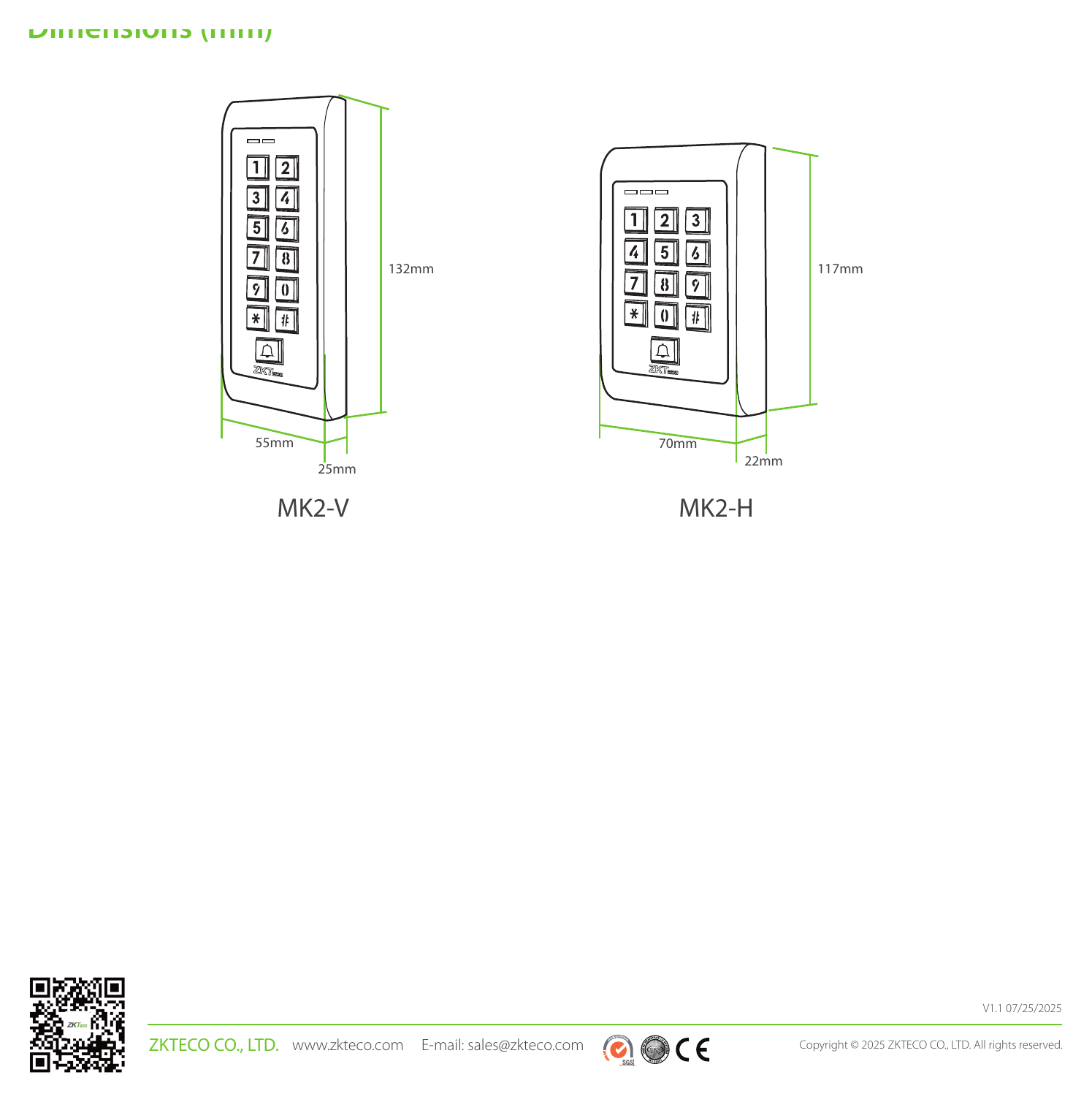 MK2-V 外形尺寸圖 詳見圖示｜Unit: mm