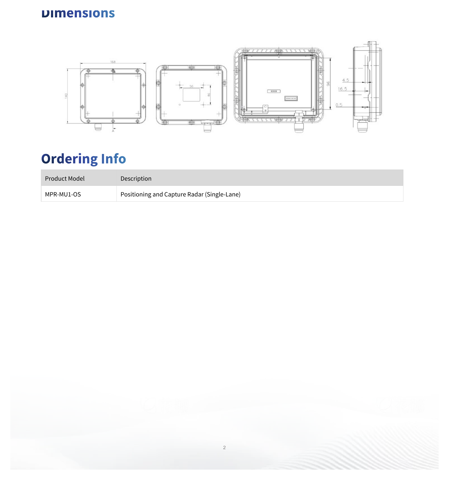 MPR-MU1-OS 外形尺寸圖 168mm*140mm*50mm｜Unit: mm