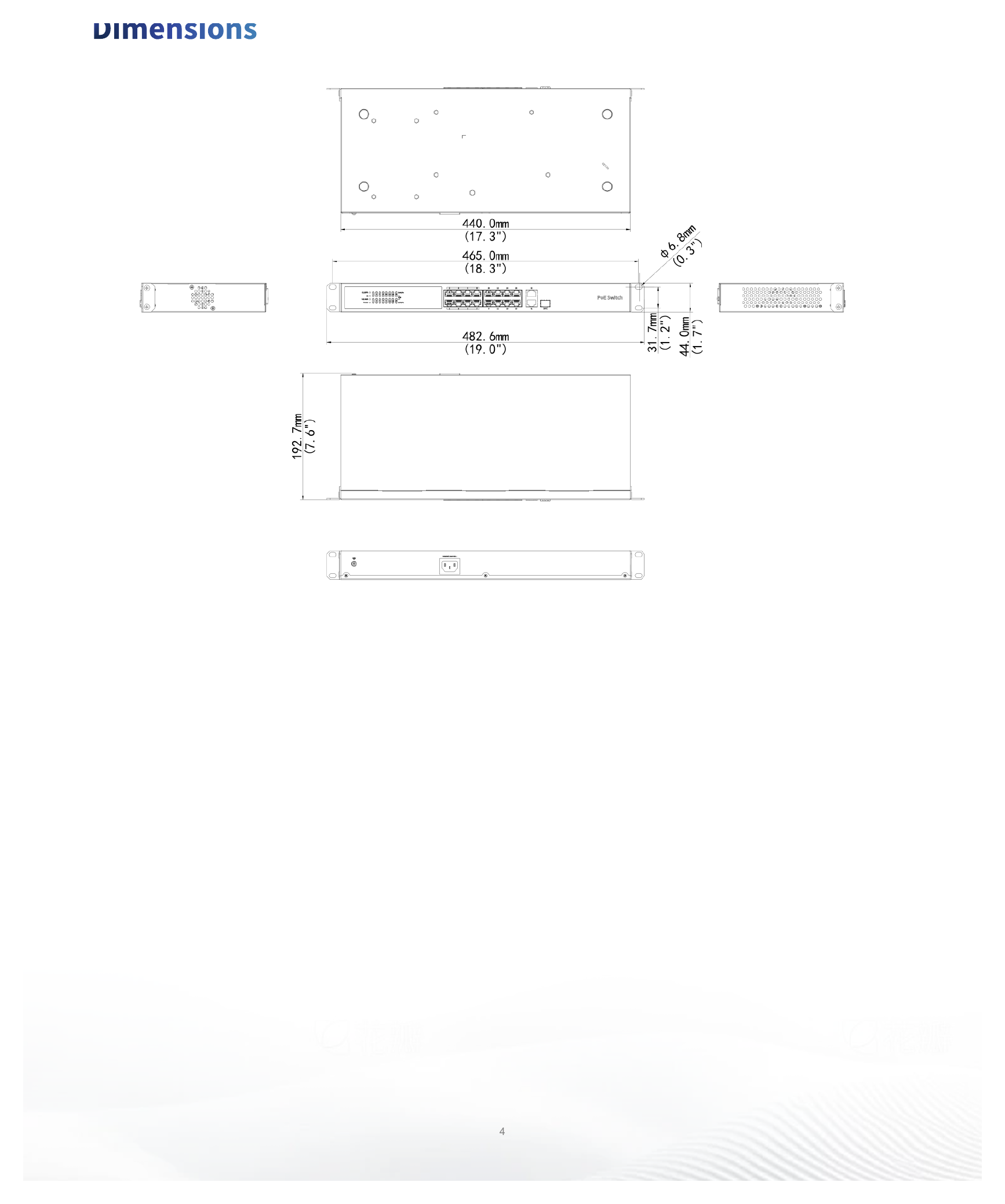 NSW3000-16T1GT1GC-LPOE-IN 外形尺寸圖 詳見圖示｜Unit: mm