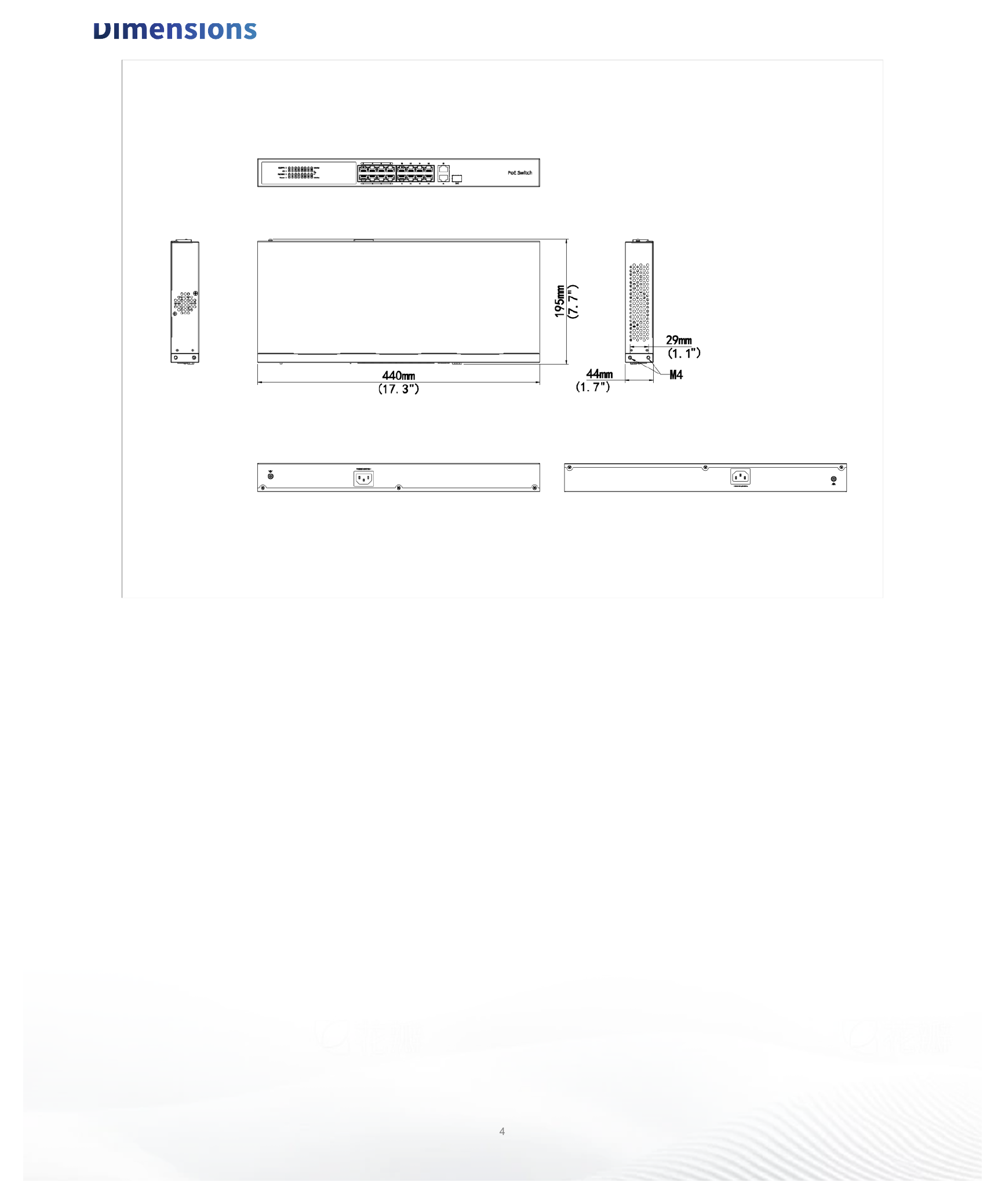 NSW3000-16T1GT1GC-POE-IN 外形尺寸圖 詳見圖示｜Unit: mm